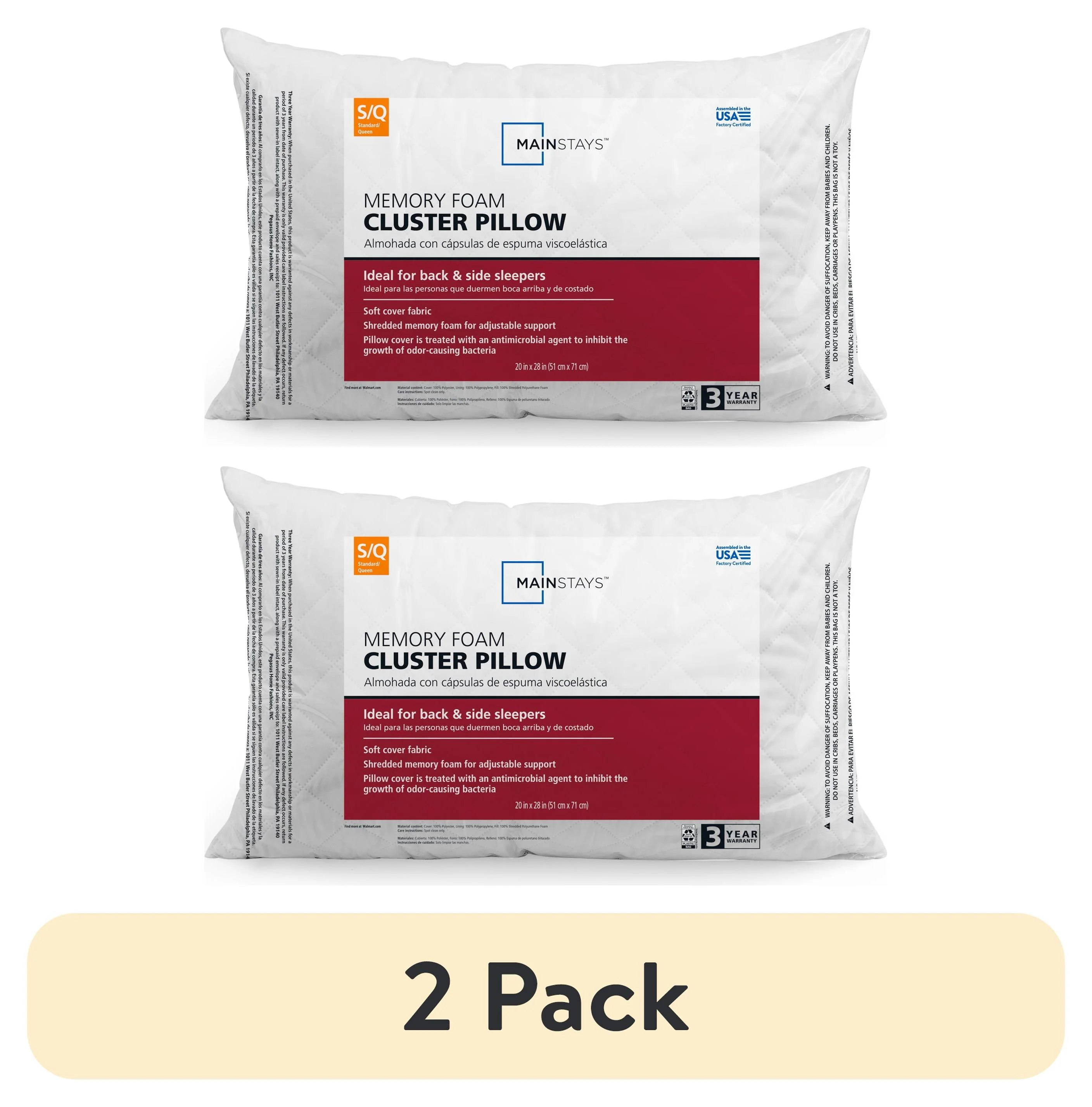 Mainstays Brushed Microfiber Foam Cluster King Bed Pillow - Antimicrobial - Image 12