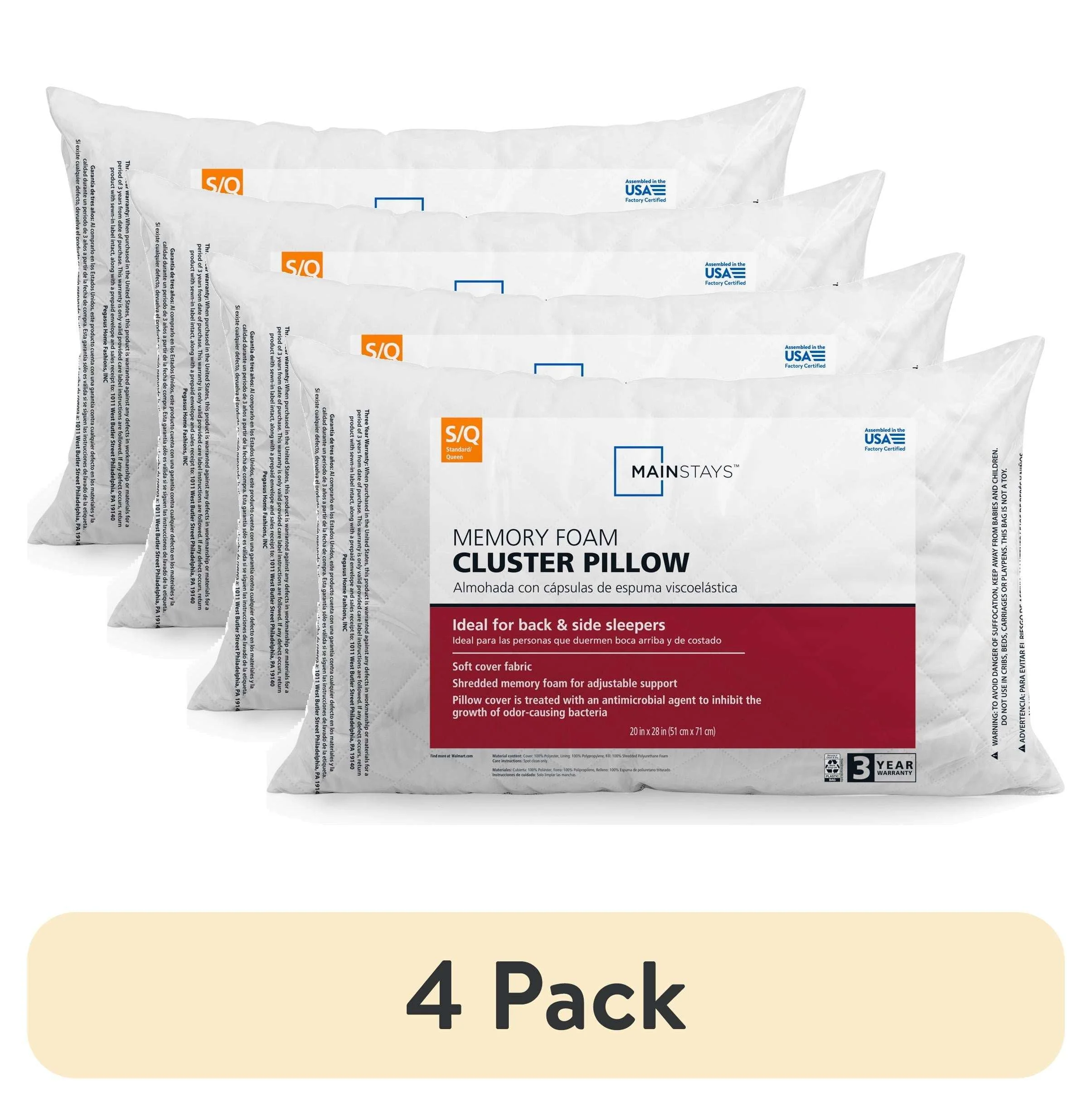 Mainstays Brushed Microfiber Foam Cluster King Bed Pillow - Antimicrobial - Image 14