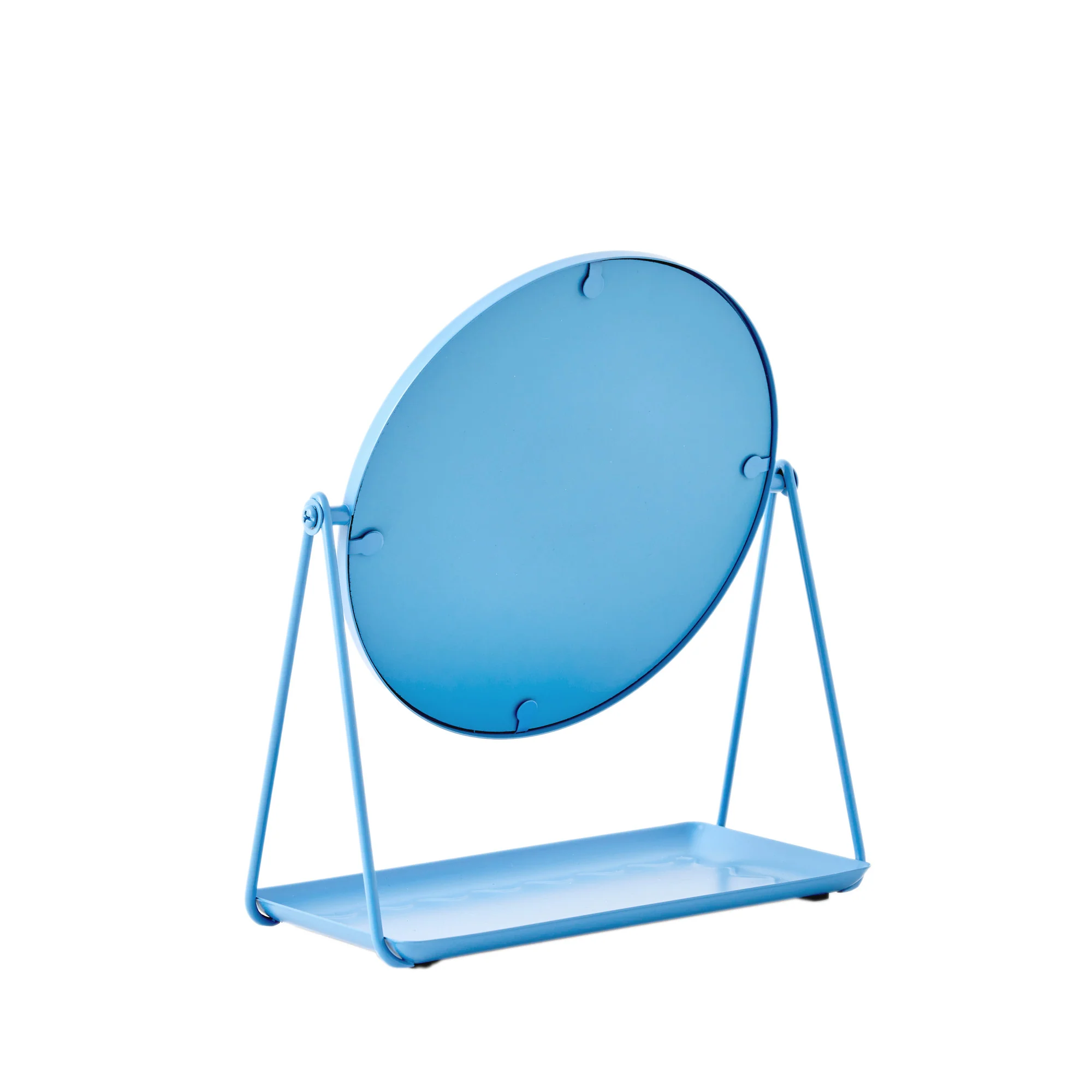 Mainstays by Becky G. & Alejandra 9.65" Round Tabletop Mirror with Metal Tray, Blue - Image 9