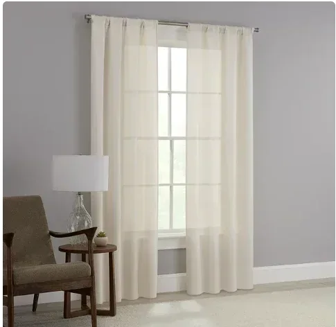 Mainstays Como Elegant Textured Light Filtering Rod Pocket Curtain Panel Pair, 37"x84", Beige