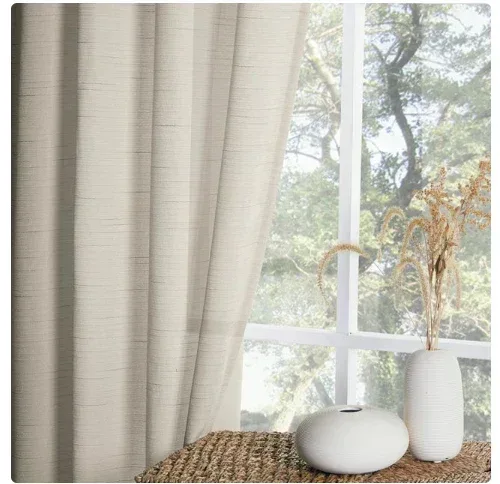 Mainstays Como Elegant Textured Light Filtering Rod Pocket Curtain Panel Pair, 37"x84", Beige - Image 3