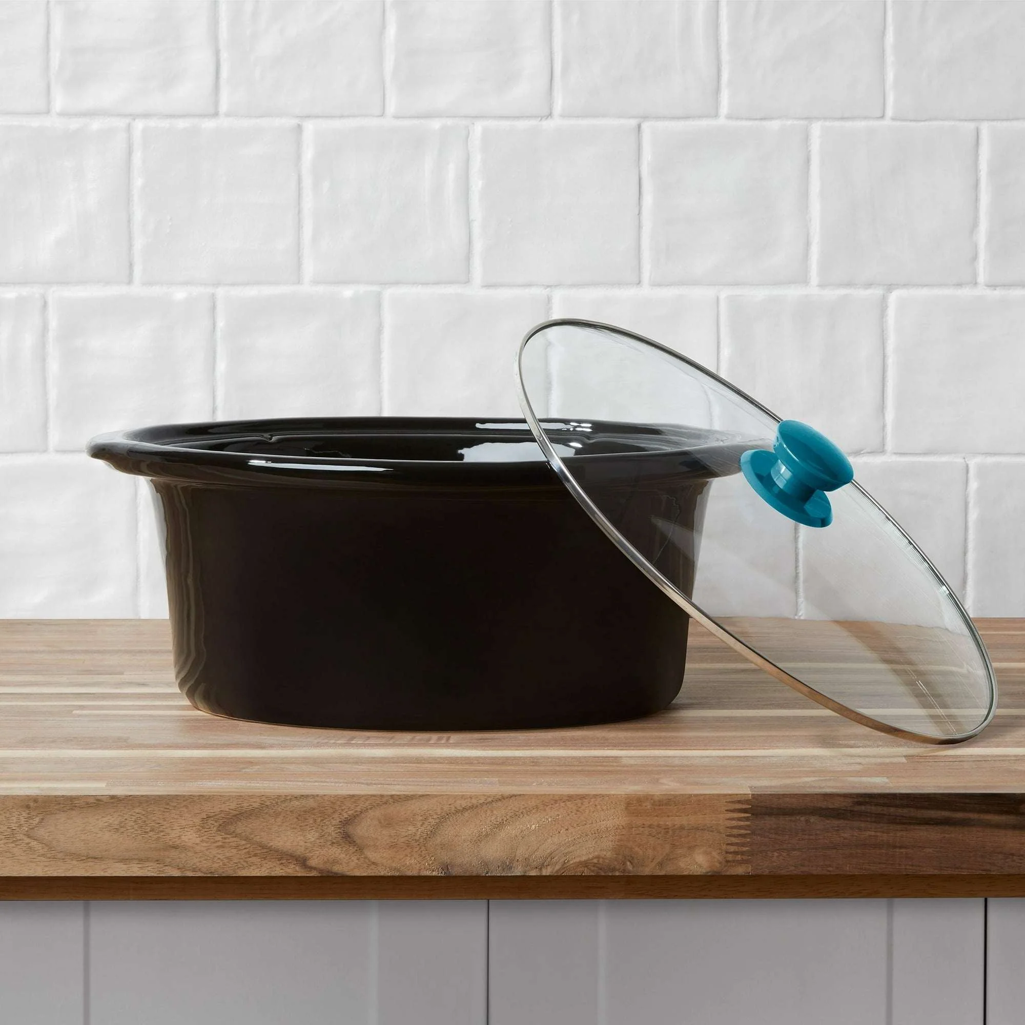 Mainstays Corsair Blue 6 Quart Oval Slow Cooker with Glass Lid - Image 3