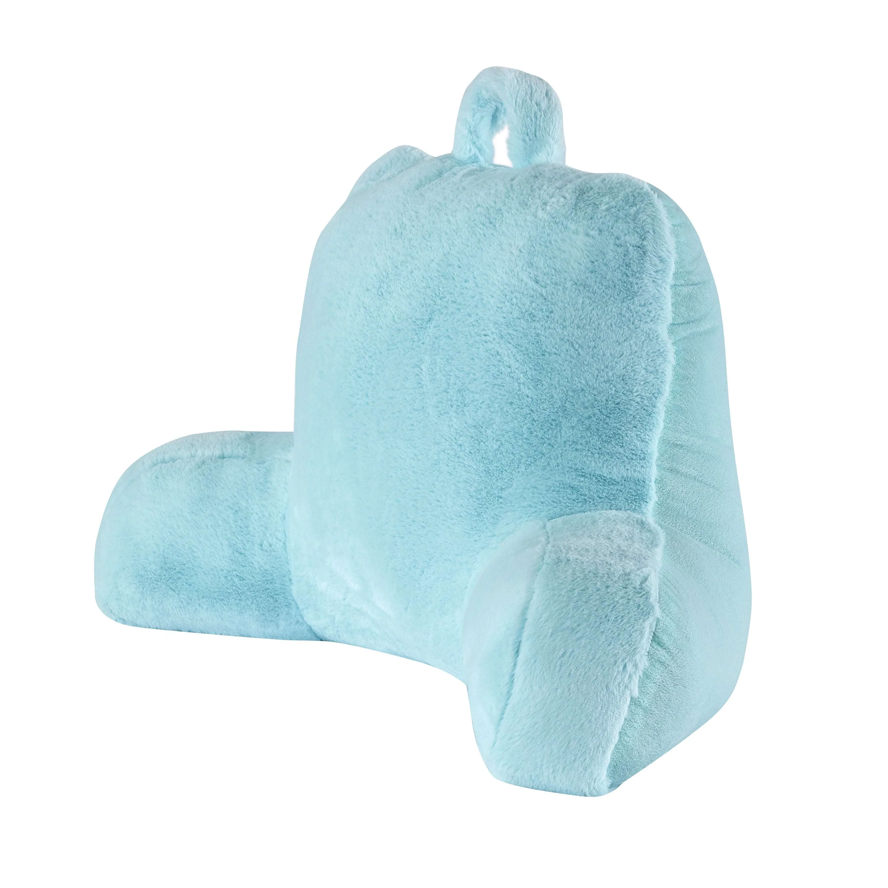 Mainstays Faux Fur Plush Backrest Pillow, Specialty Size, Aqua - Image 6