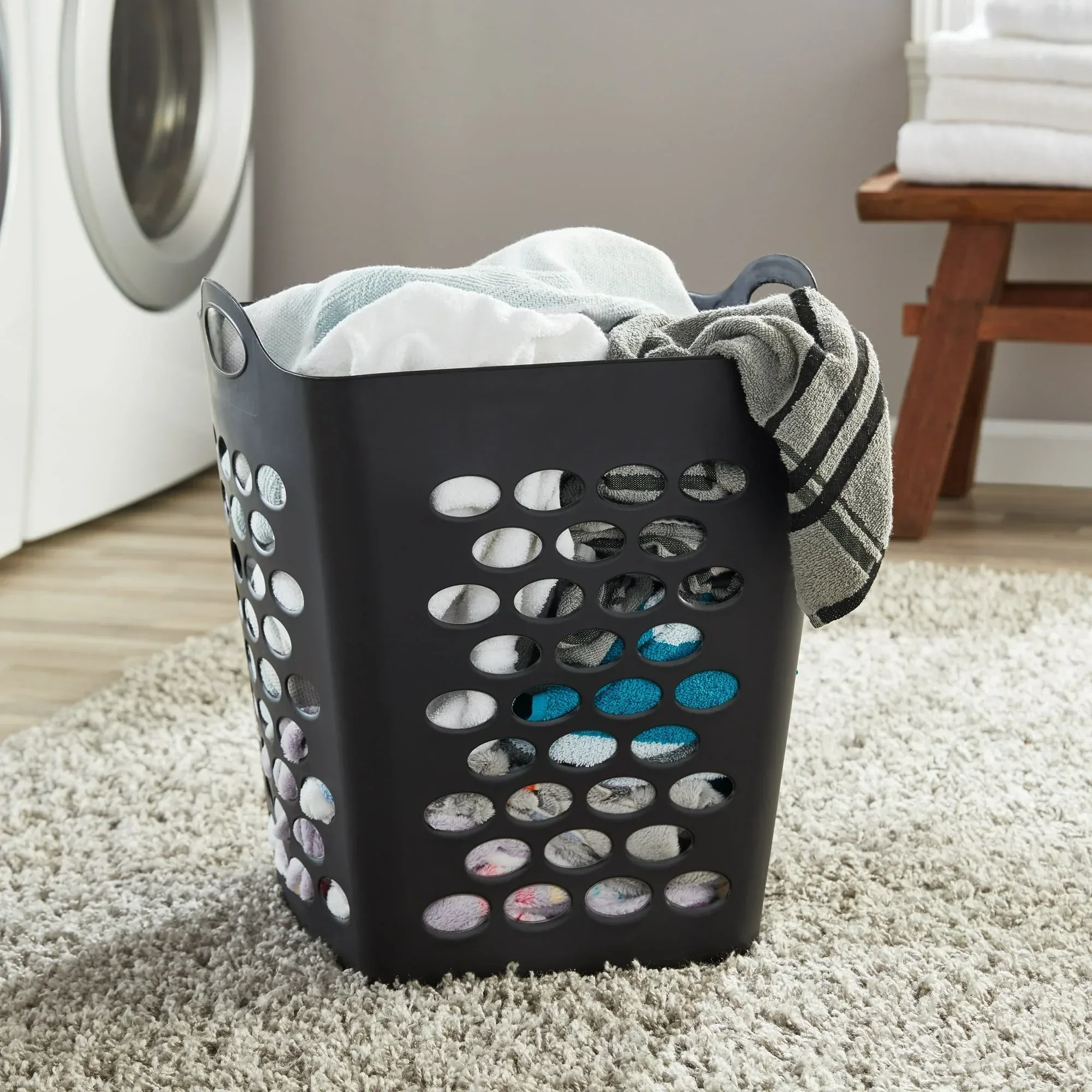 Mainstays Flex Square Laundry Hamper, Adult - Image 2