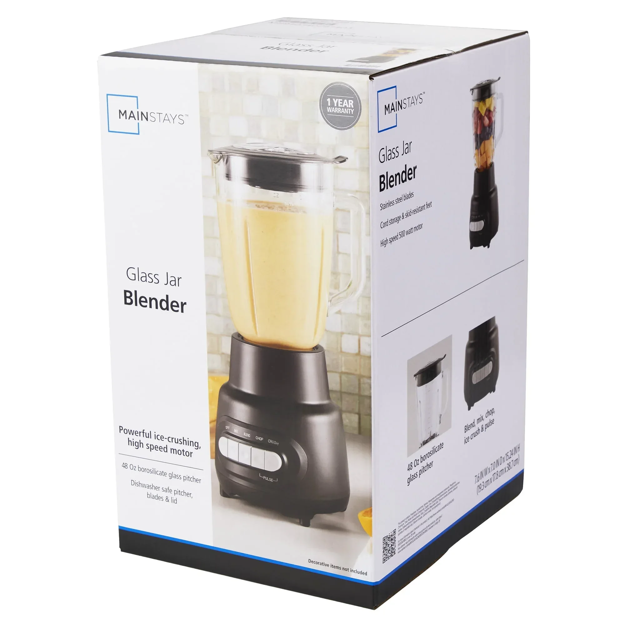 Mainstays Glass Jar 5 Speed Blender with 6-Cup Jar (48Oz) Capacity,New - Image 7