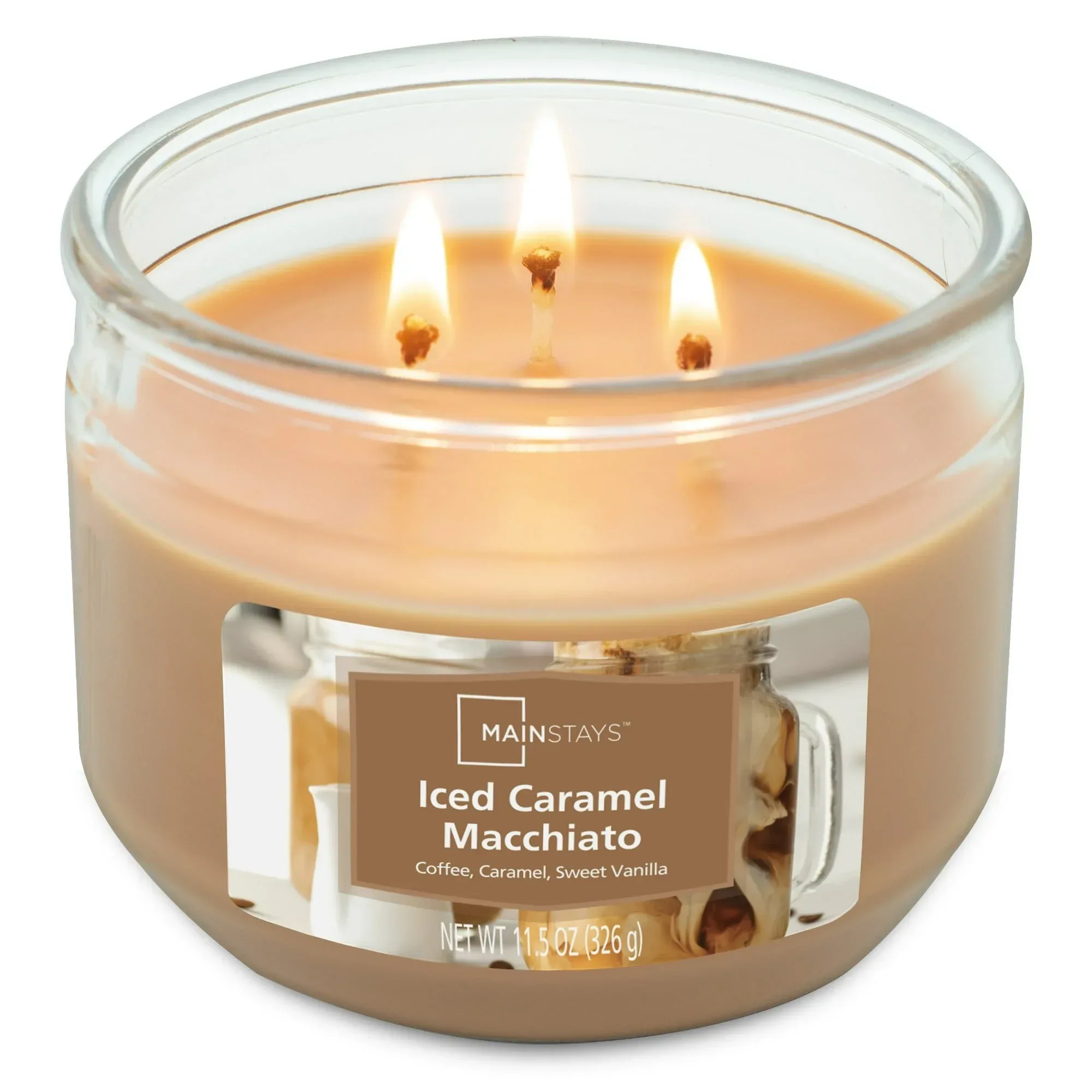 Mainstays Iced Caramel Macchiato Scented 3 Wick Candle, 11.5 oz. - Image 2