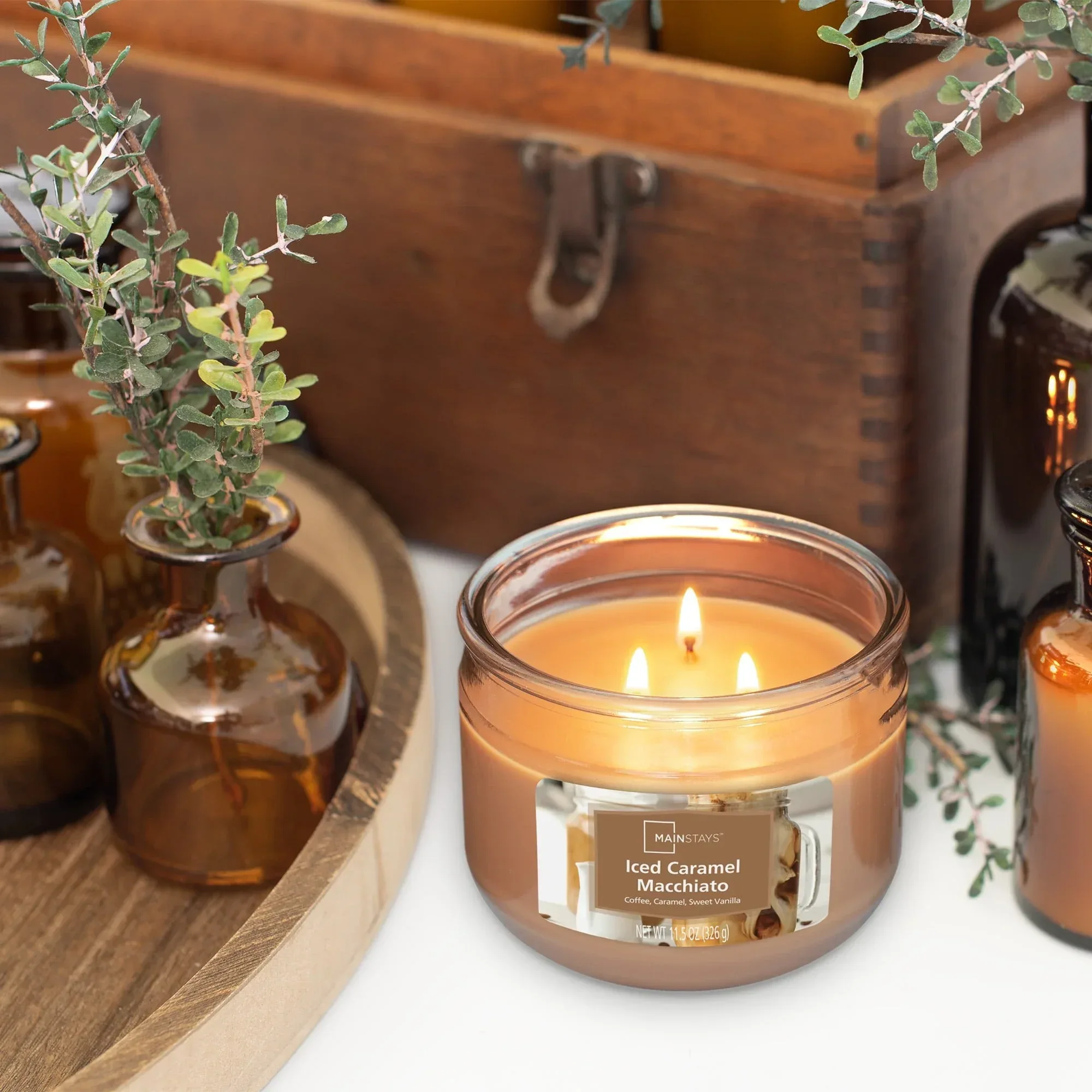 Mainstays Iced Caramel Macchiato Scented 3 Wick Candle, 11.5 oz. - Image 3