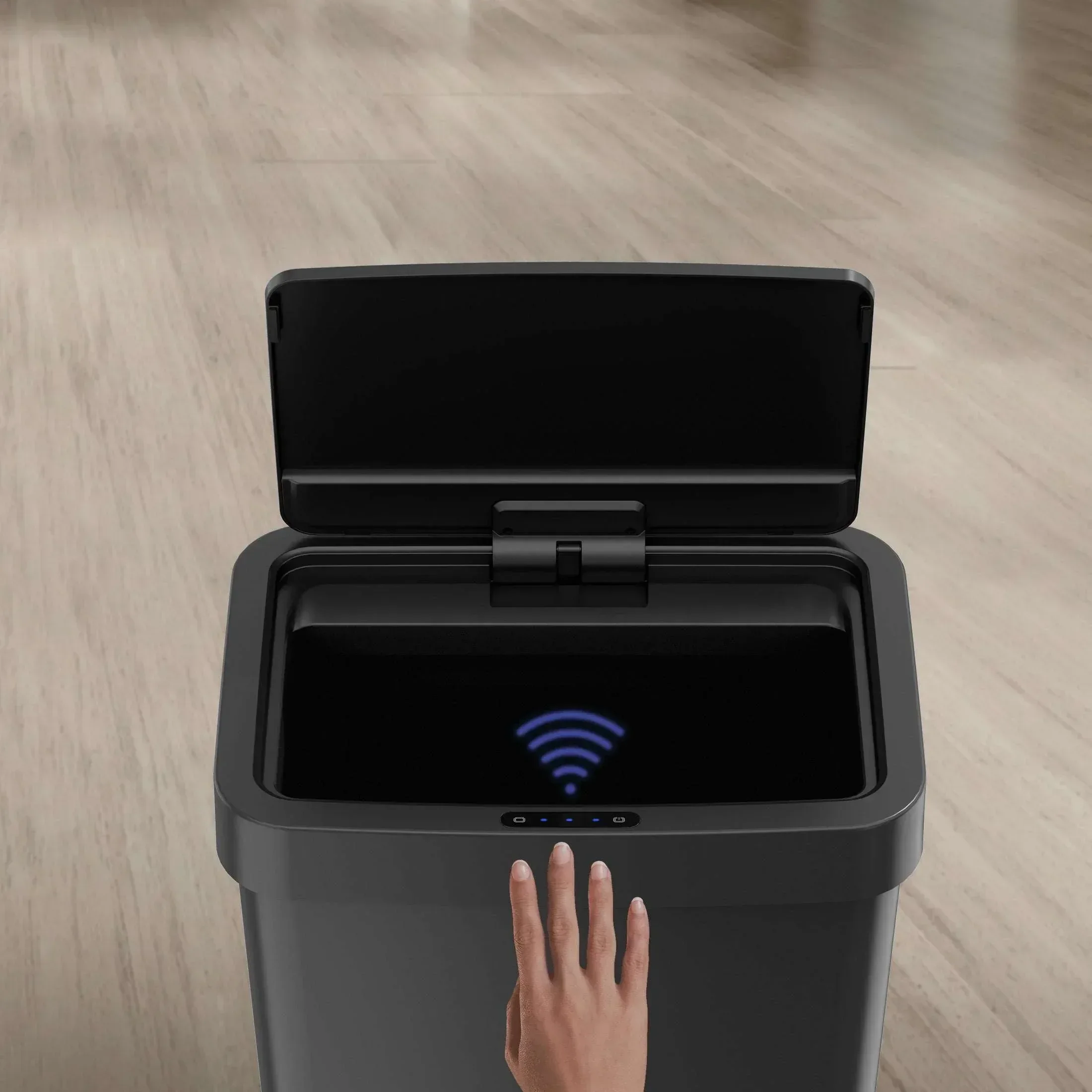 Mainstays Kitchen Automatic Trash Can, 13.2 Gallon Plastic Motion Sensor Garbage Bin, Black - Image 11