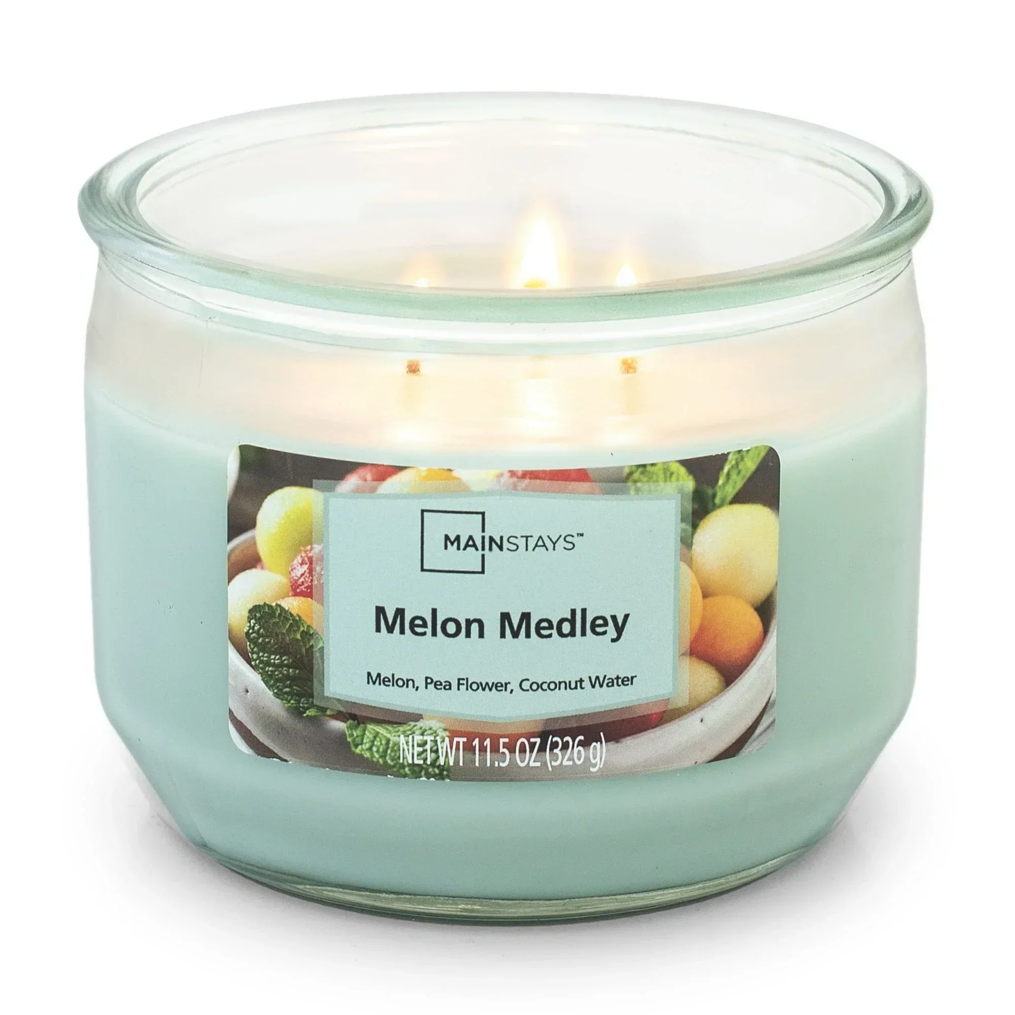 Mainstays Melon Medley Scented 3 Wick Candle, 11.5 oz.