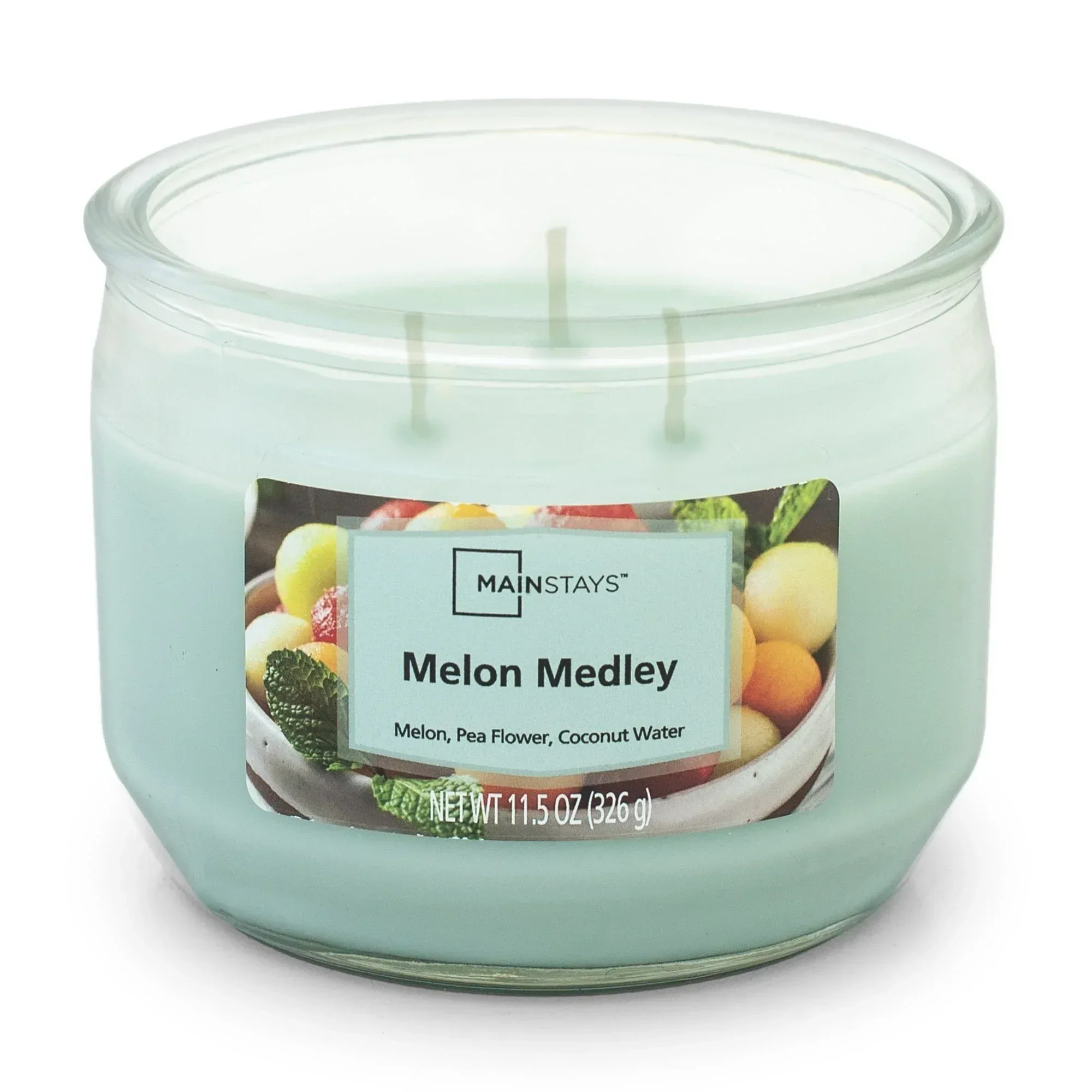 Mainstays Melon Medley Scented 3 Wick Candle, 11.5 oz. - Image 4