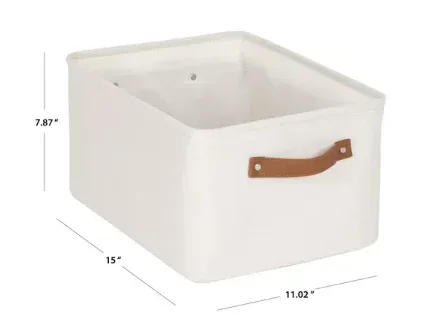 Mainstays Natural Canvas Storage Basket with Handles - Image 3