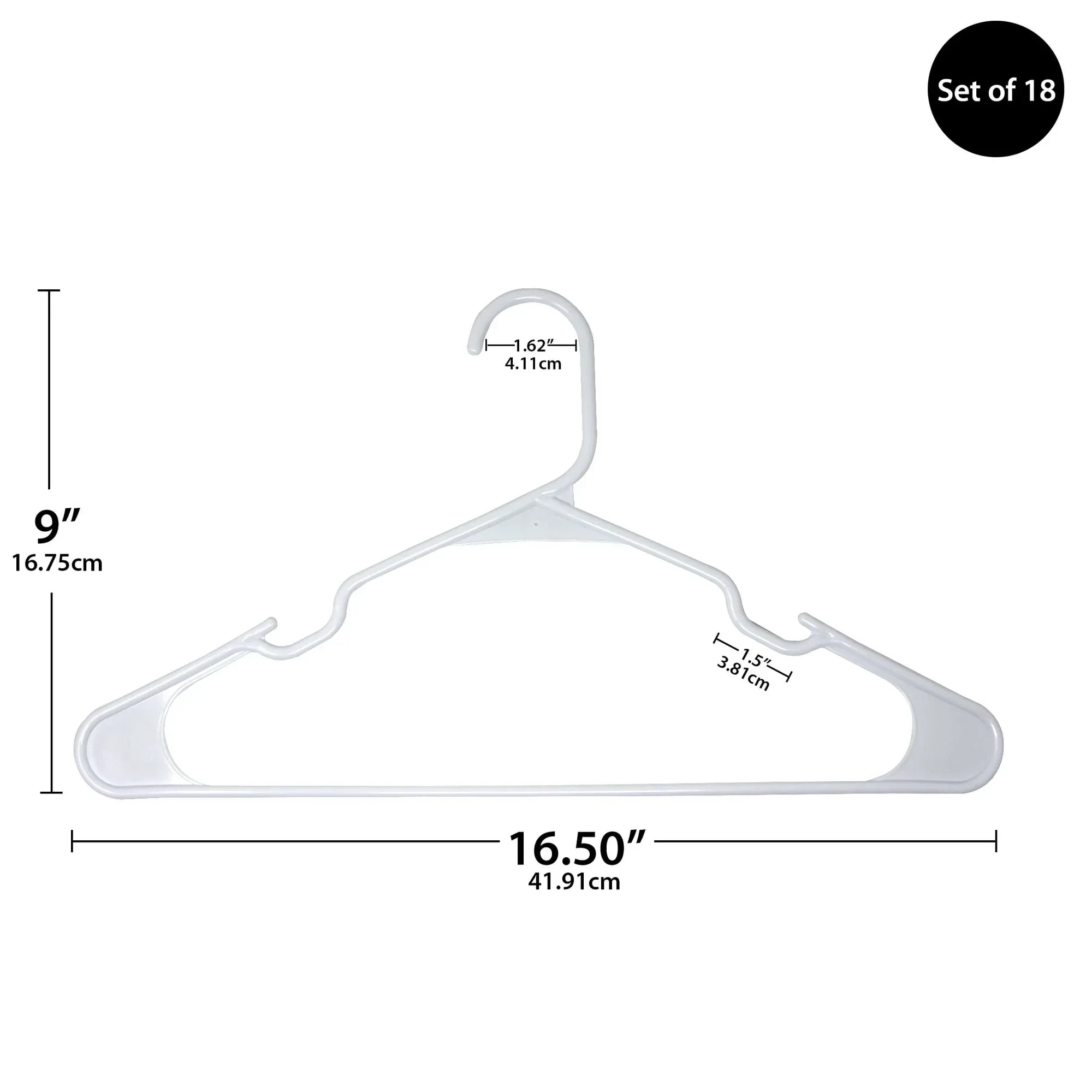 Mainstays Plastic Clothes Hangers, 18-Count, Lightweight & Durable for Everyday Use - Image 3