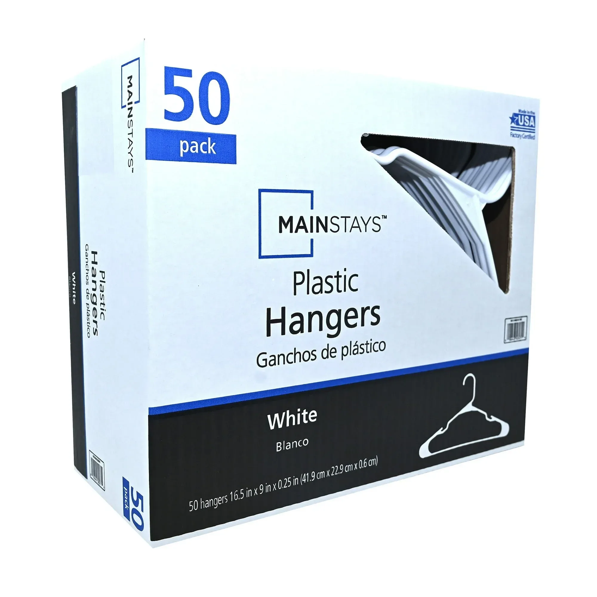 Mainstays Plastic Clothes Hangers, 50-Count, Lightweight & Durable for Everyday Use