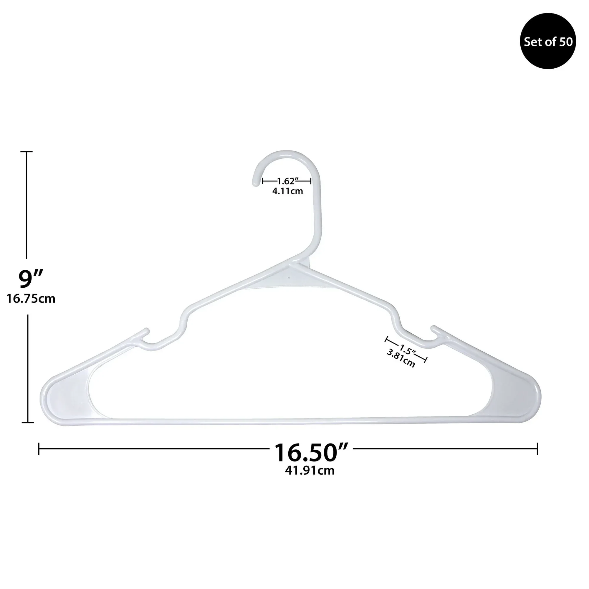 Mainstays Plastic Clothes Hangers, 50-Count, Lightweight & Durable for Everyday Use - Image 3