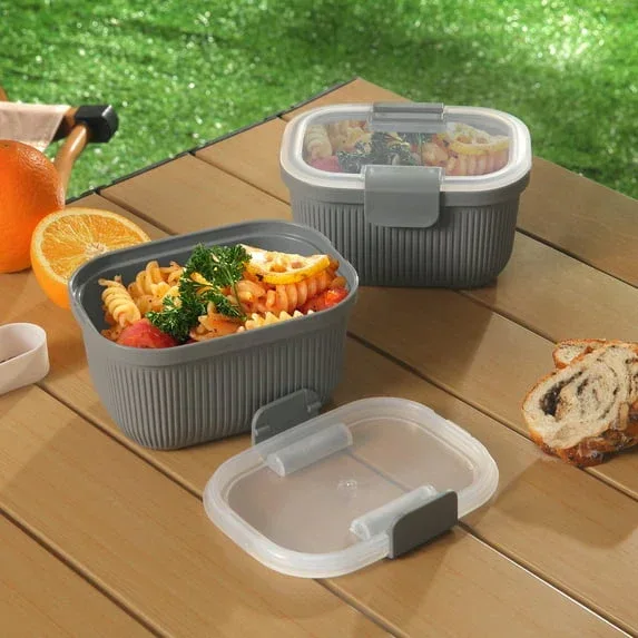 Mainstays Plastic Food Storage Bento Snack Container, Rectangle, Grey, 19oz Capacity, Made for Portable Food Storage - Image 5