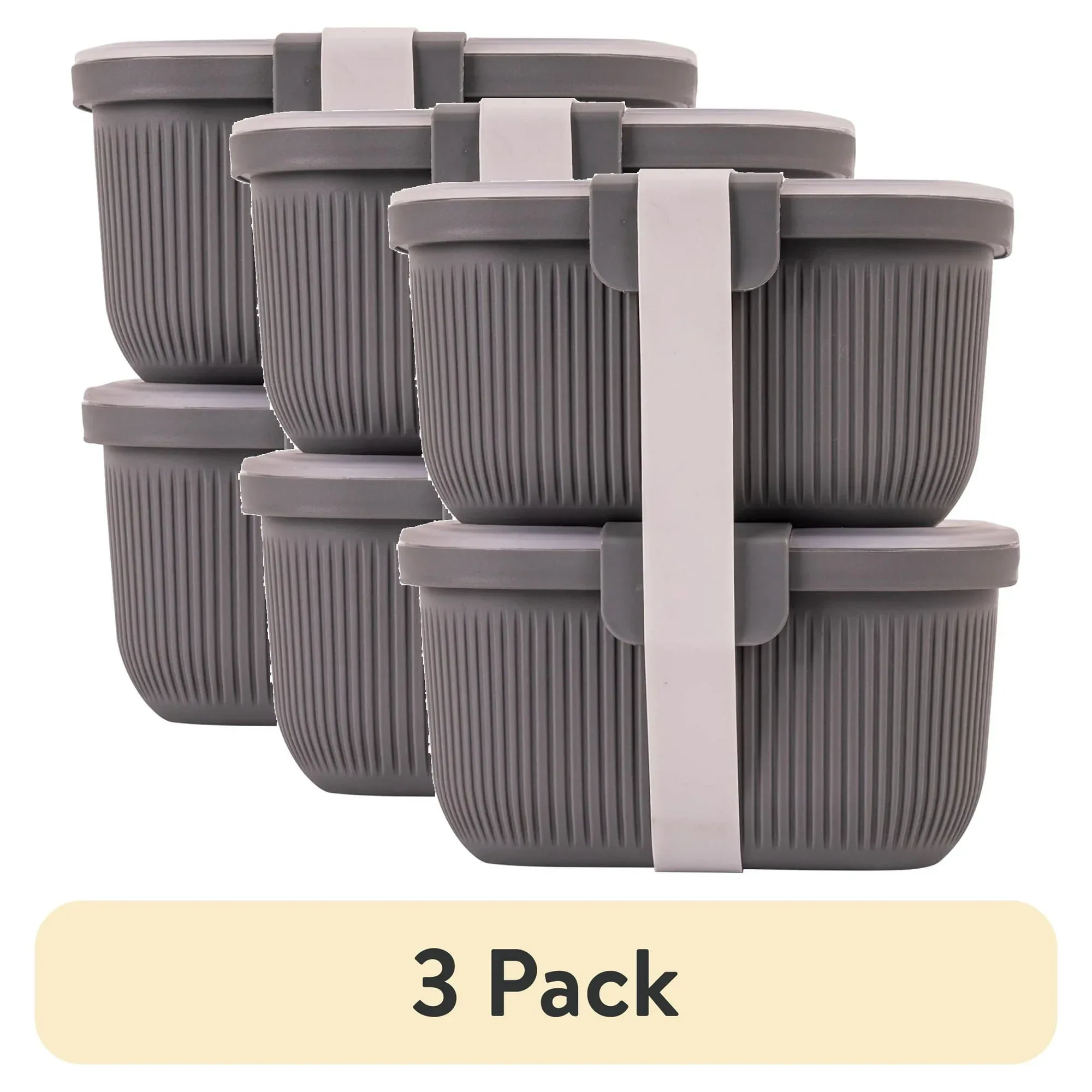 Mainstays Plastic Food Storage Bento Snack Container, Rectangle, Grey, 19oz Capacity, Made for Portable Food Storage - Image 6