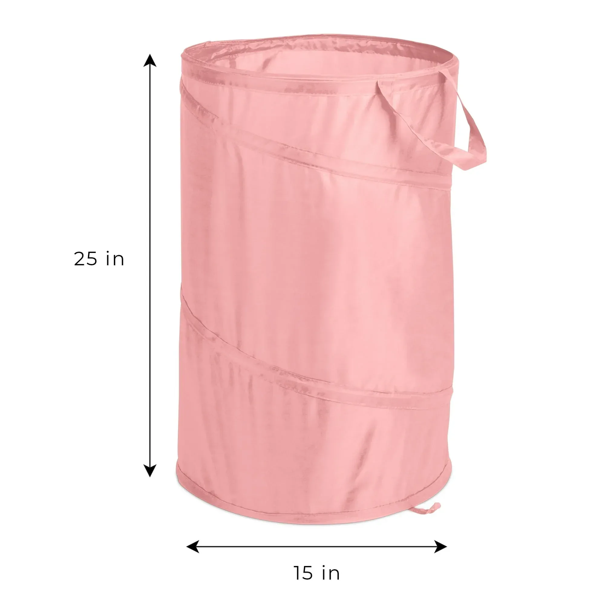 Mainstays Pop-Up Spiral Polyester Laundry Hamper, Pink, Adult - Image 8