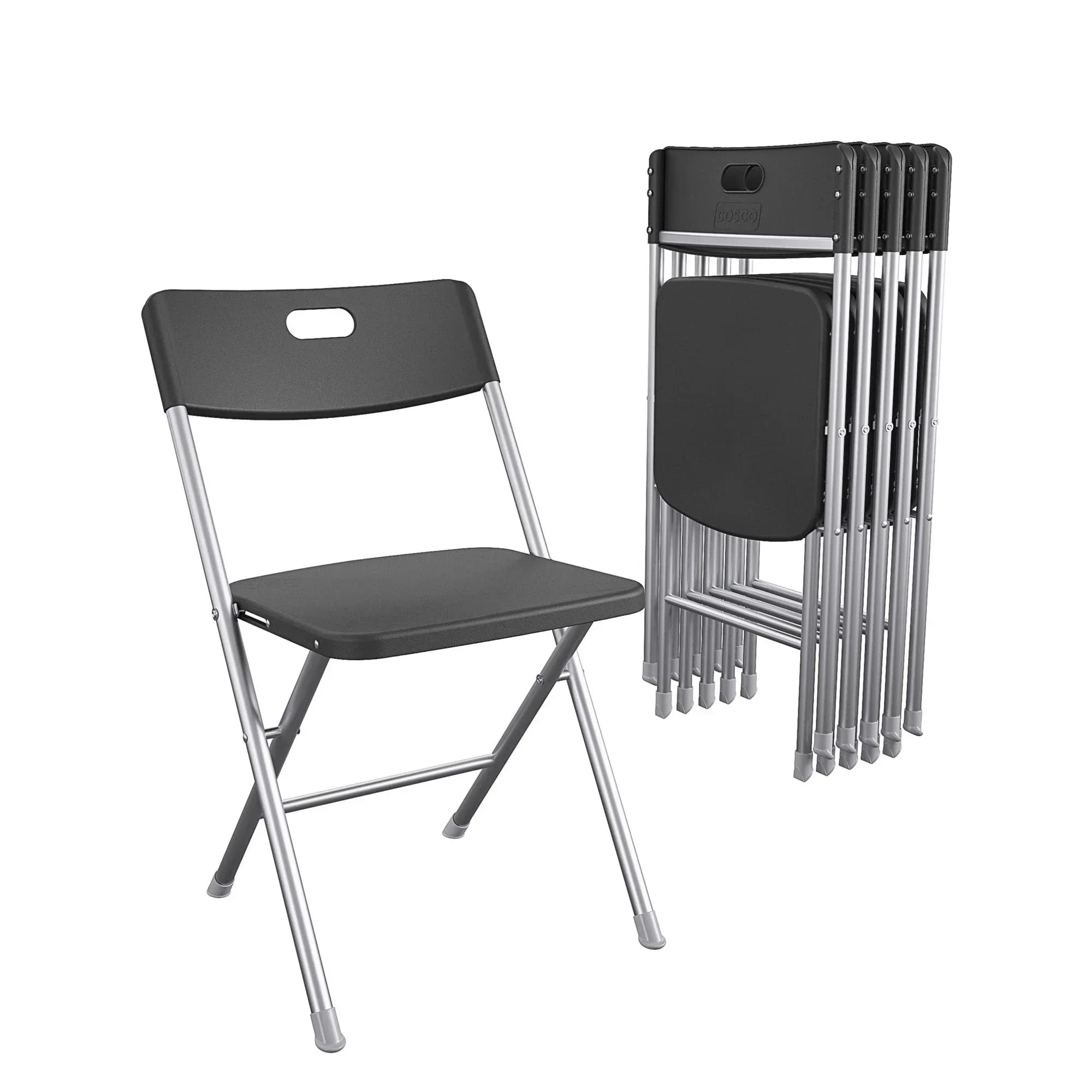 Mainstays Resin Seat & Back Folding Chair, Black - Image 2