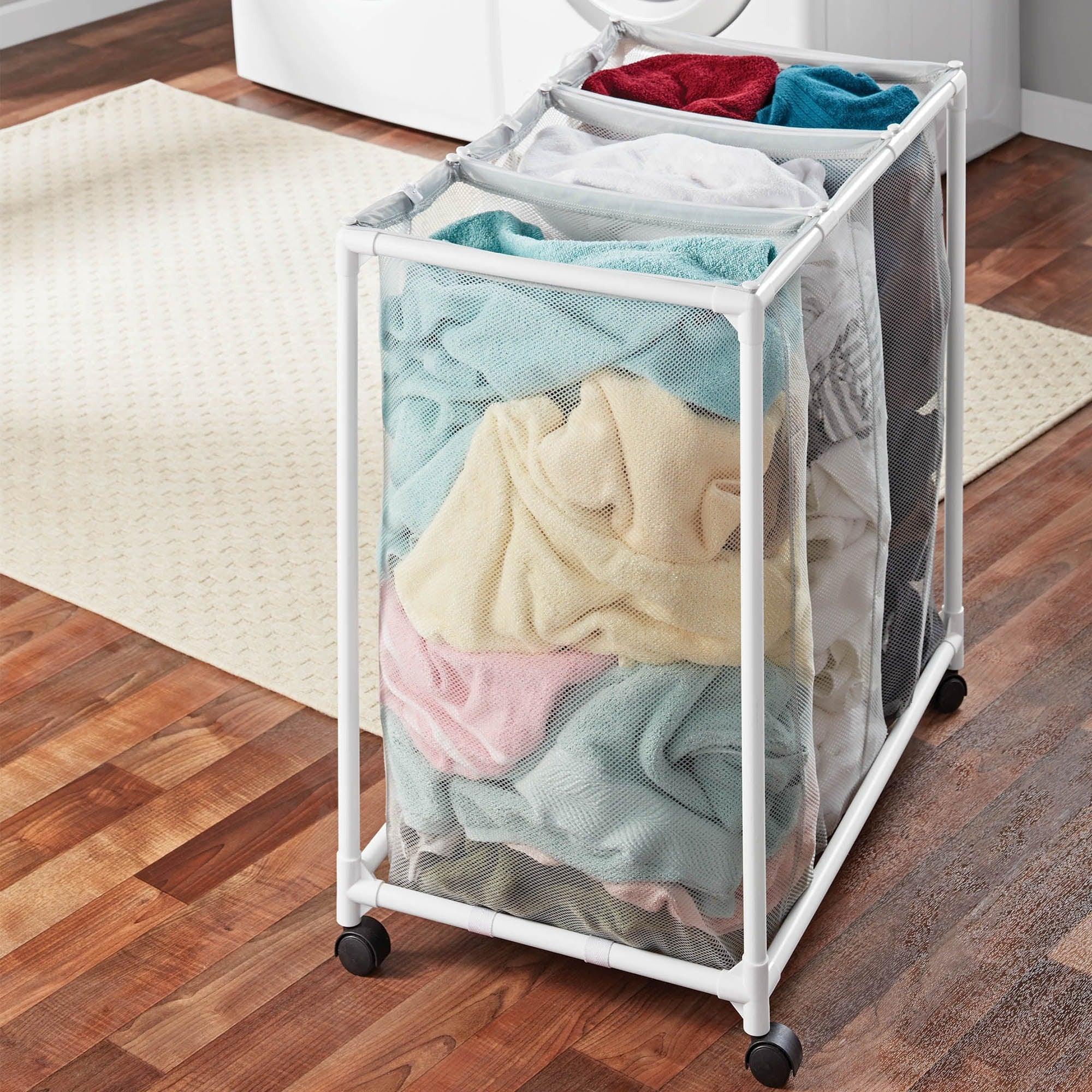 Mainstays Rolling Laundry Sorter Cart with Removable Mesh Bags and Casters - Image 8