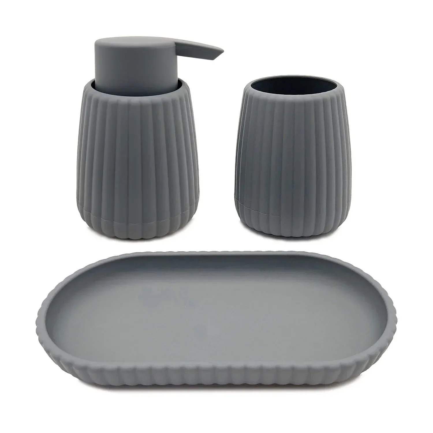 Mainstays Rubberized Plastic Ribbed Toothbrush Holder, Grey - Image 7