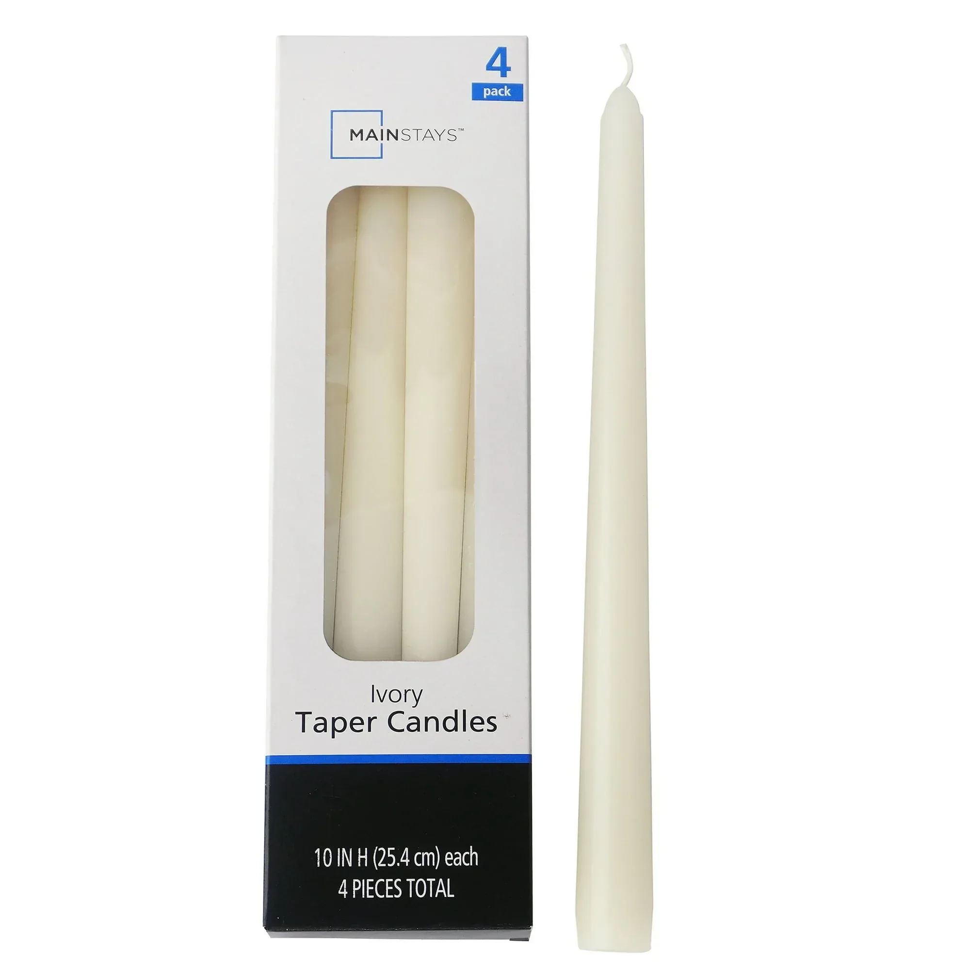 Mainstays Single Wick 10" Taper Candle, Unscented, Ivory, 4 Pack - Image 14
