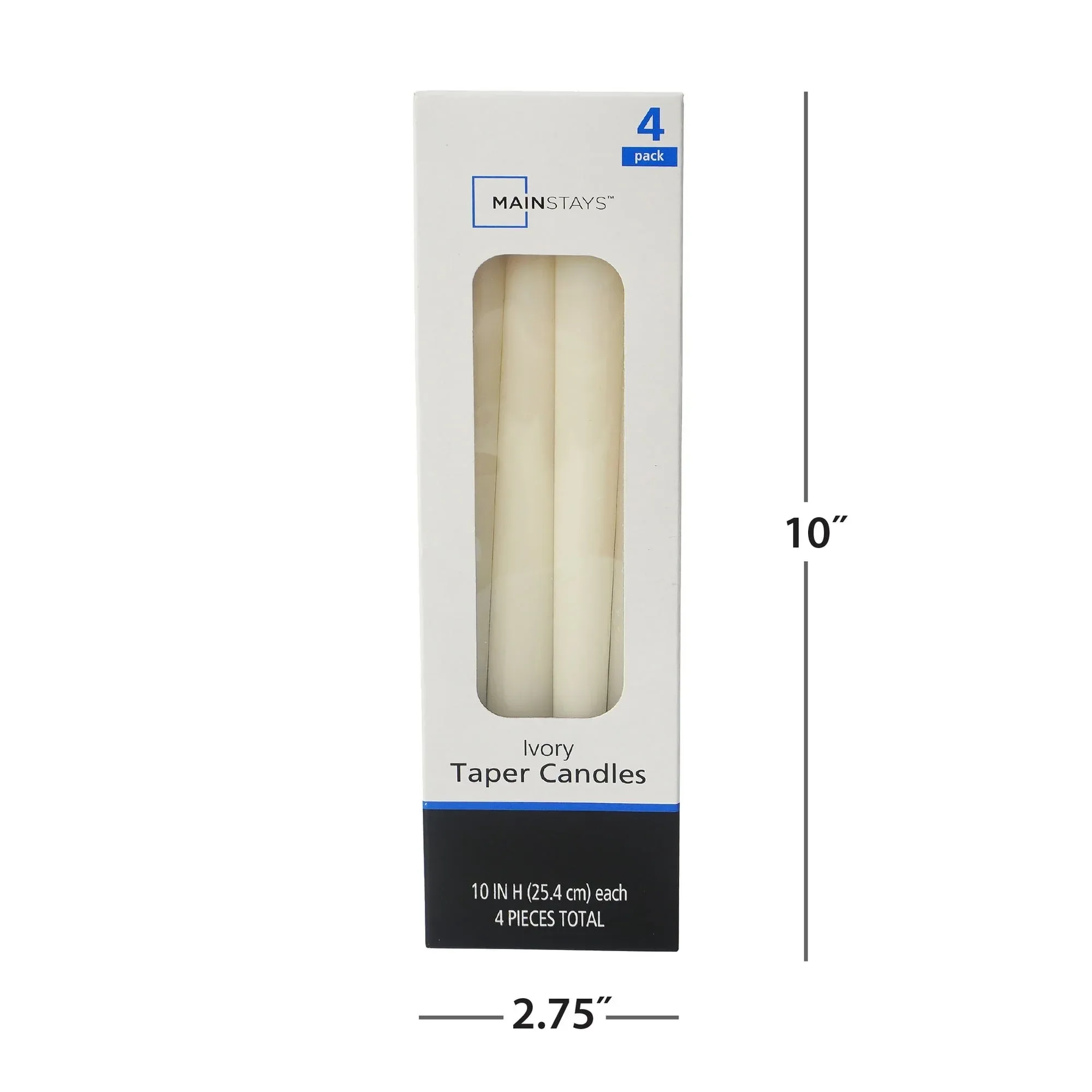 Mainstays Single Wick 10" Taper Candle, Unscented, Ivory, 4 Pack - Image 18