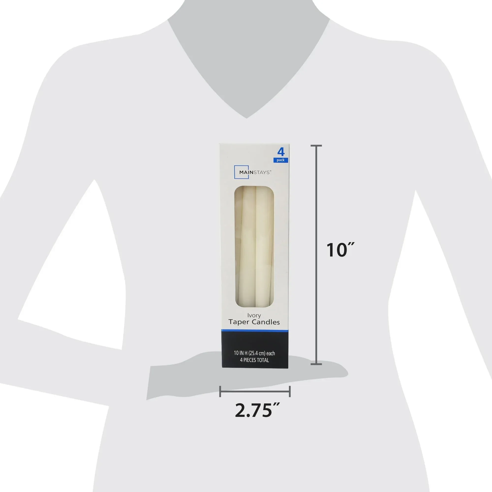 Mainstays Single Wick 10" Taper Candle, Unscented, Ivory, 4 Pack - Image 19