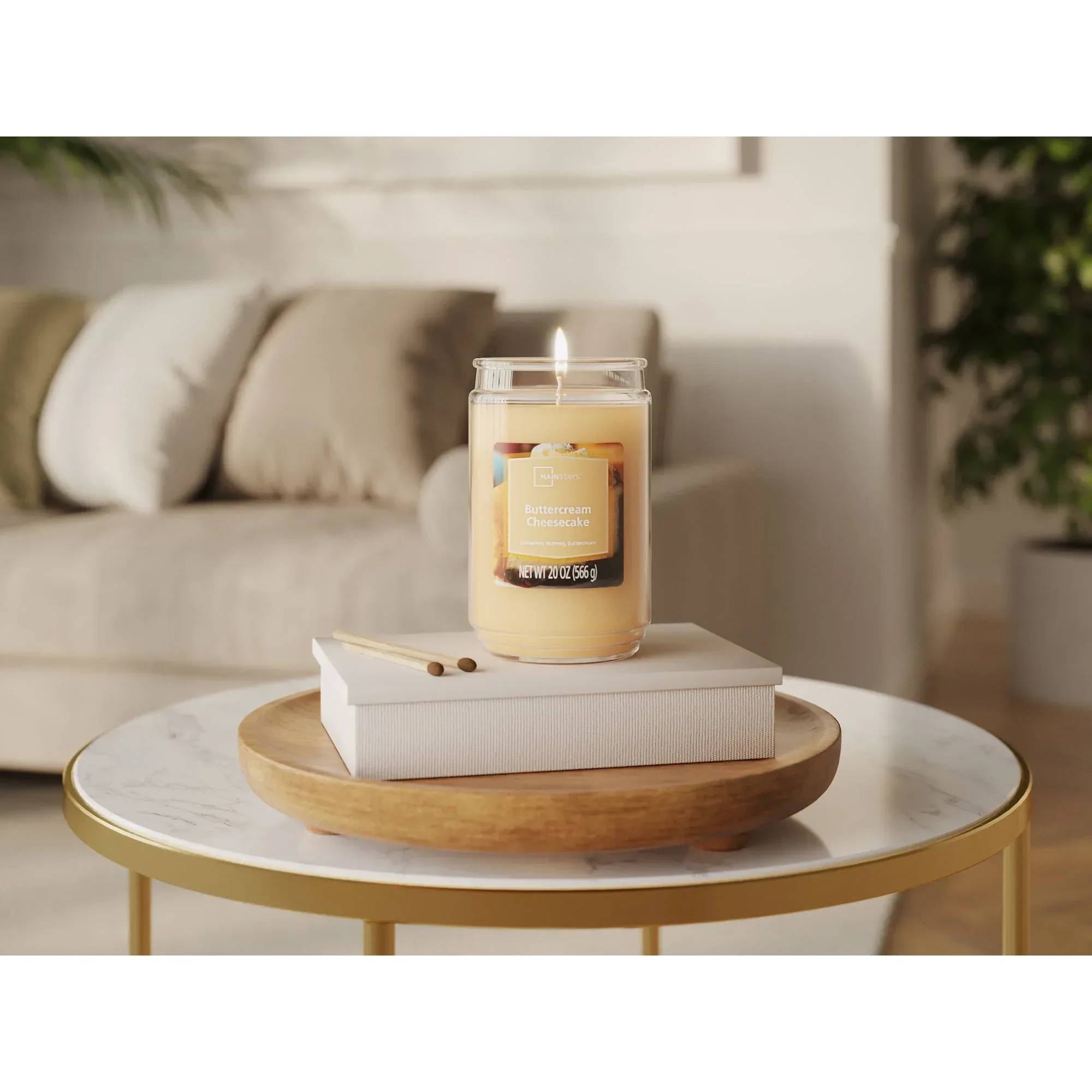 Mainstays Single-Wick Scented Jar Candle, Buttercream Cheesecake Jar, 20oz. - Image 5
