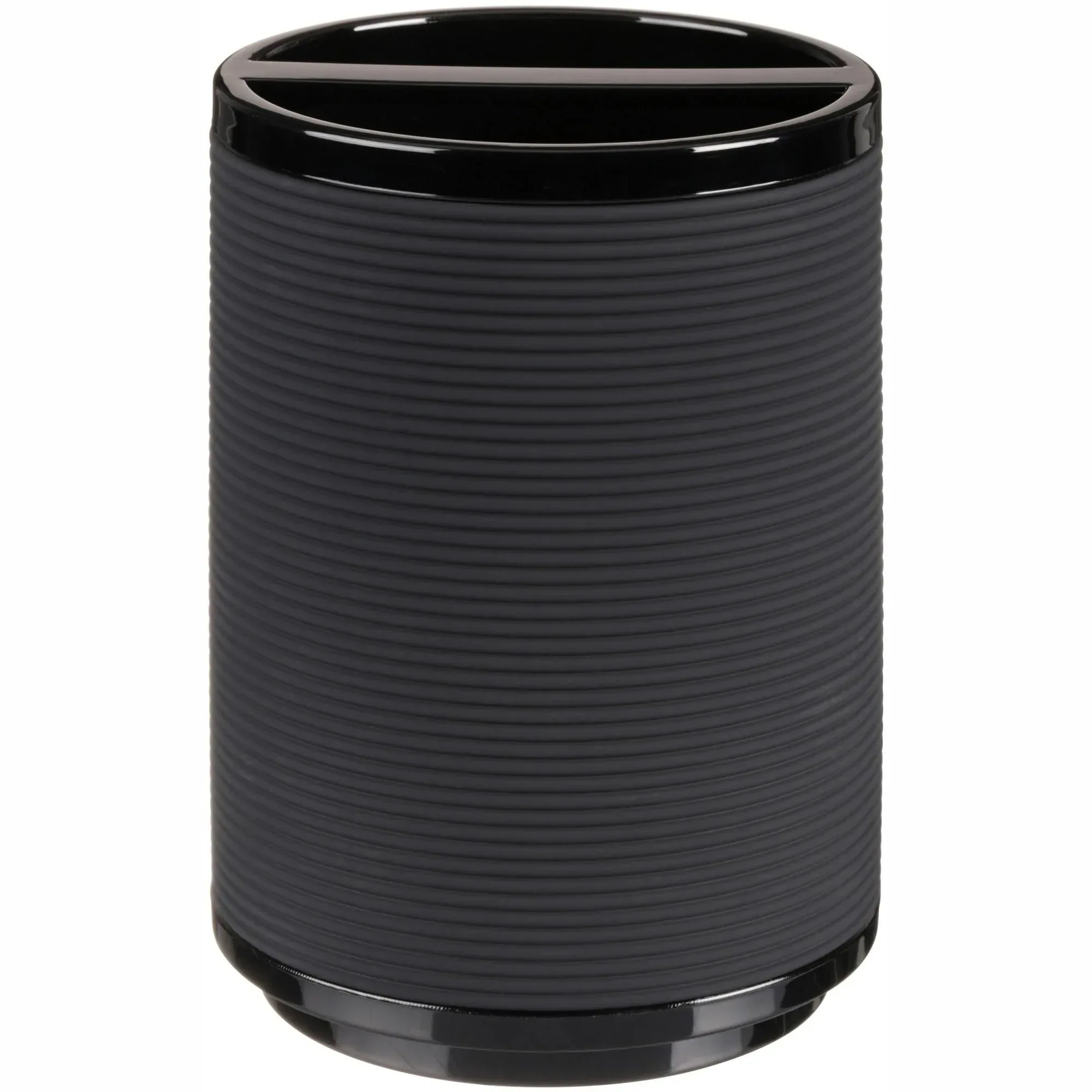 Mainstays Soft Touch Black Plastic Toothbrush Holder for Adults and Kids