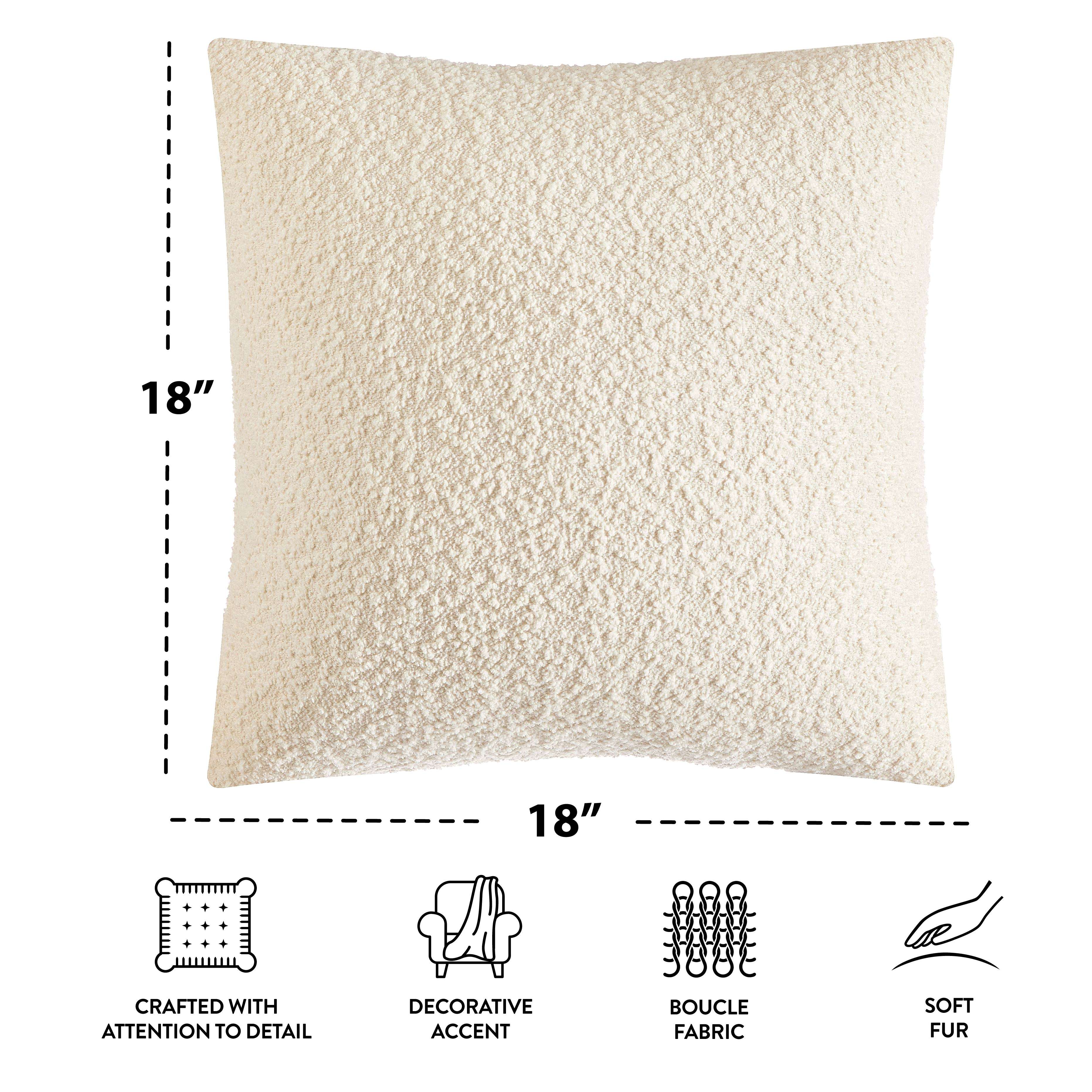 Mainstays Square Boucle Ivory Decorative Pillow For Adults, 18 in x 18 in - Image 4