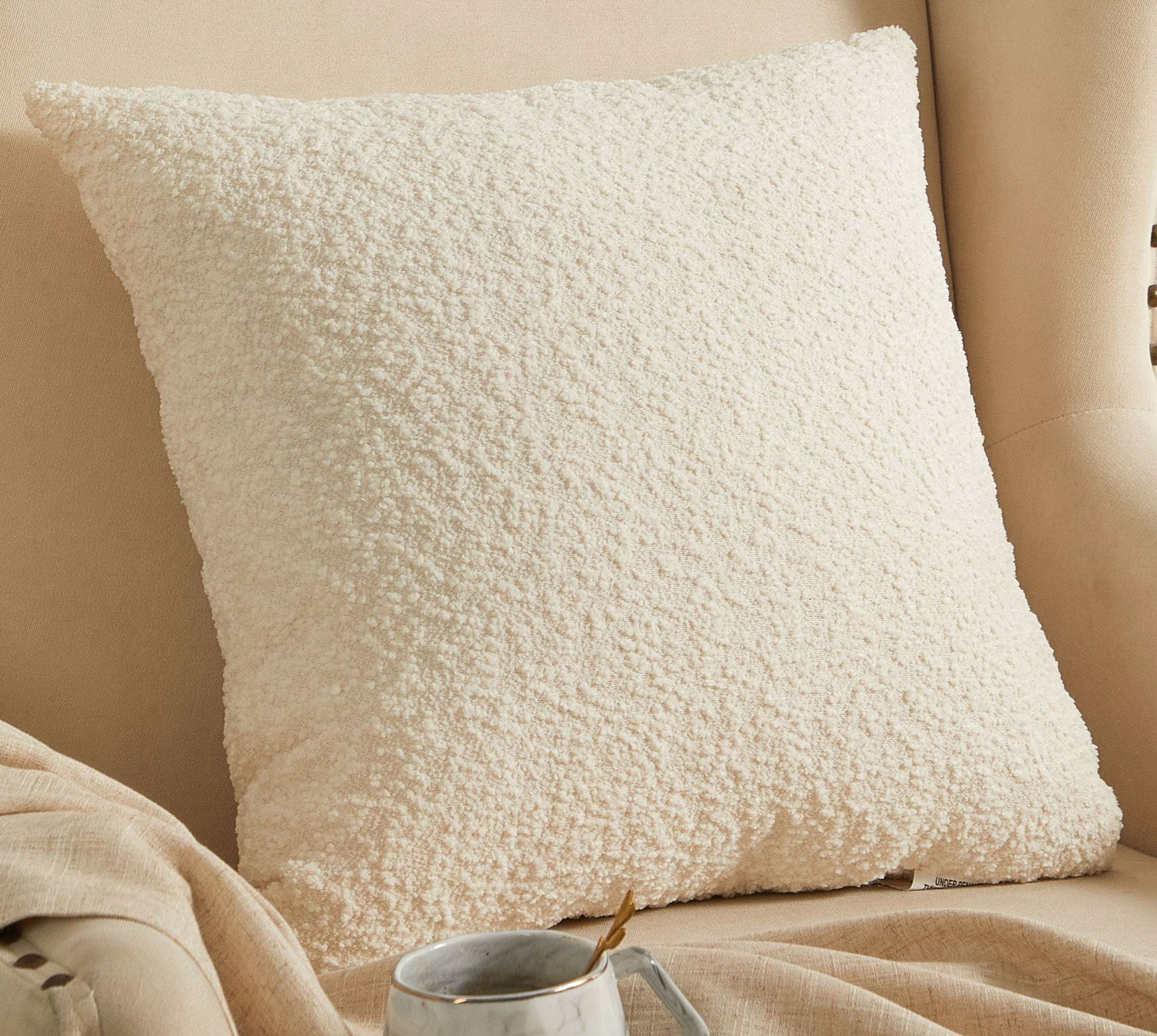 Mainstays Square Boucle Ivory Decorative Pillow For Adults, 18 in x 18 in - Image 7