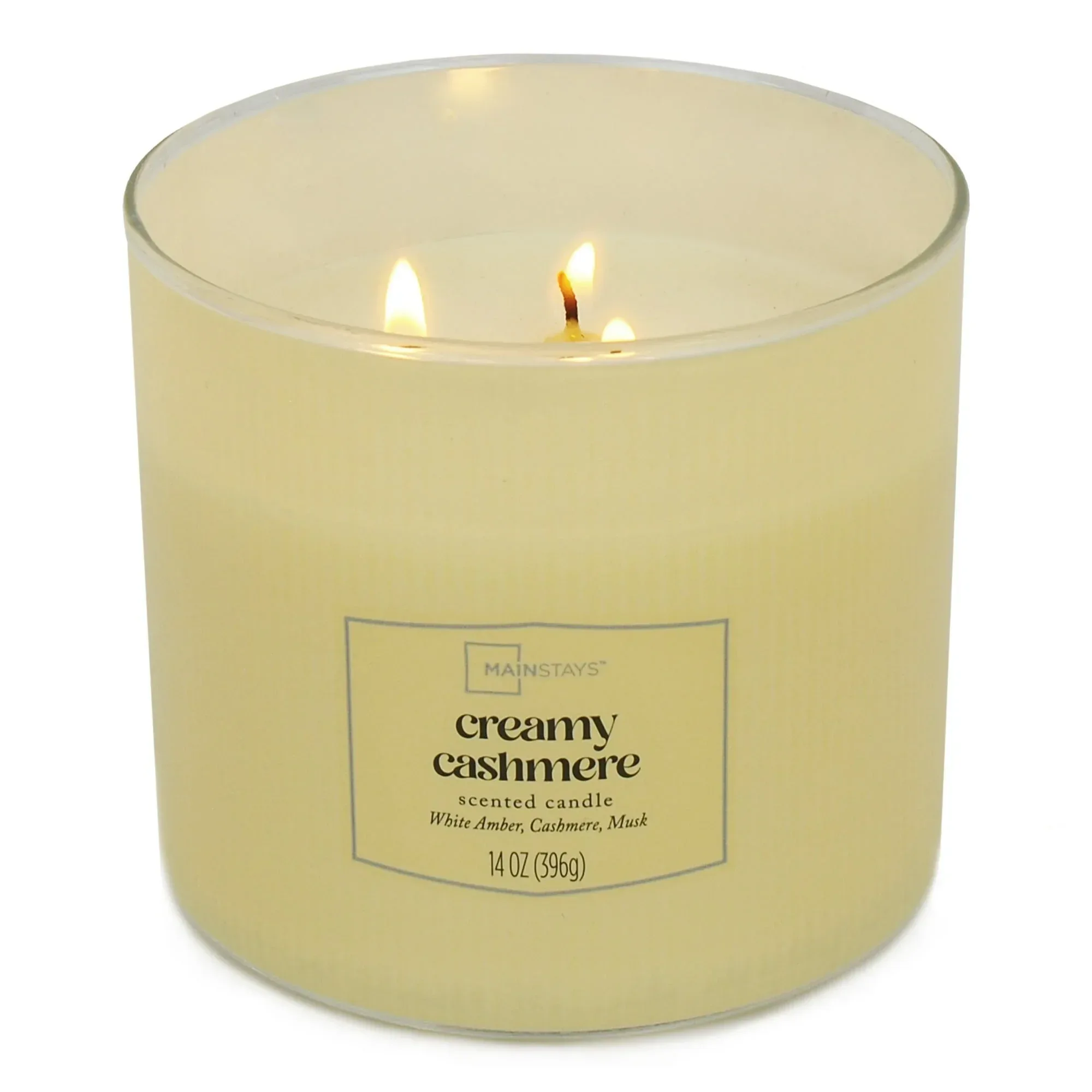 Mainstays Textured Wrapped Candle Creamy Cashmere, 14 Ounce