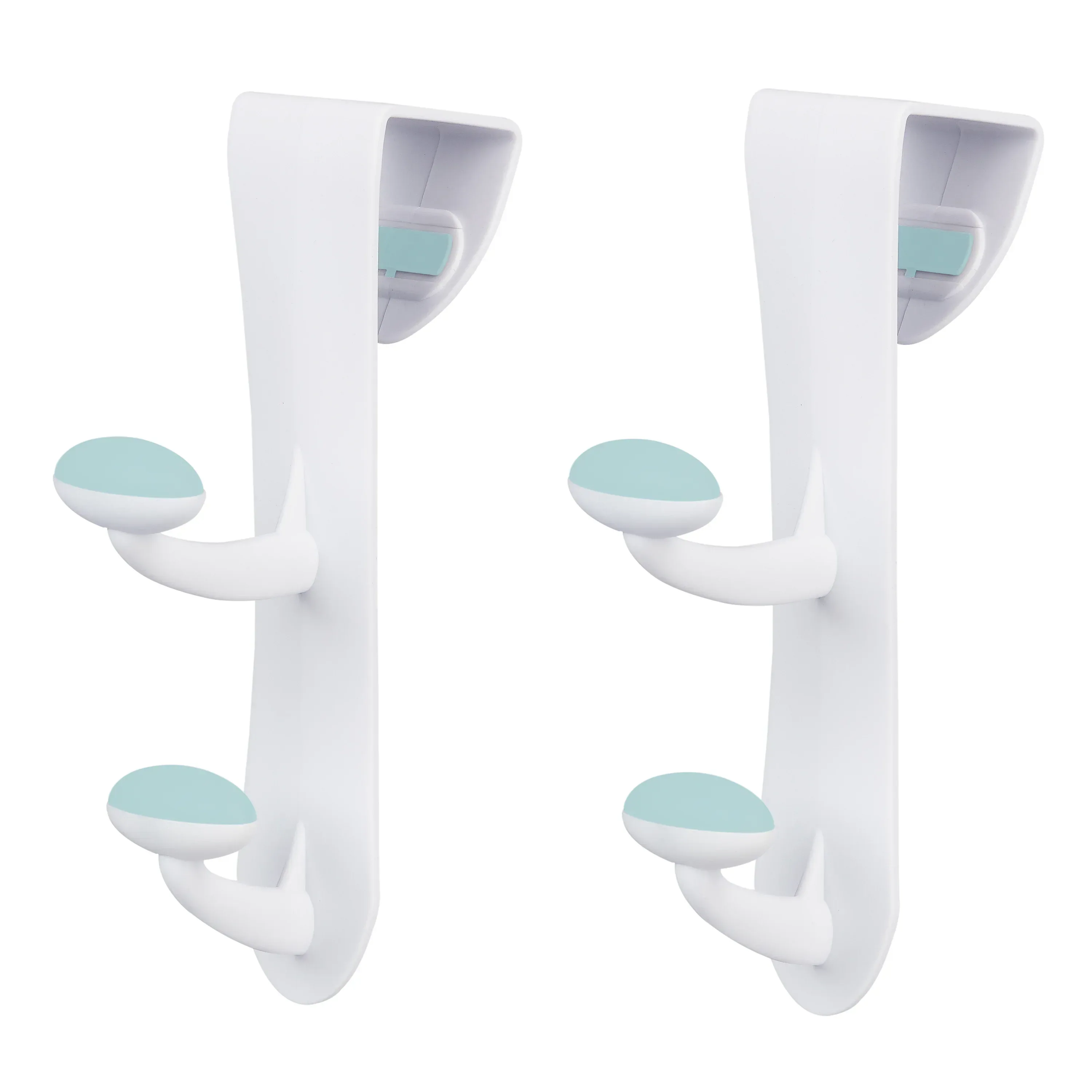 Mainstays White Over the Door Rubber Grip Hooks for Closet and Bathroom Storage, 2 Pack - Image 3