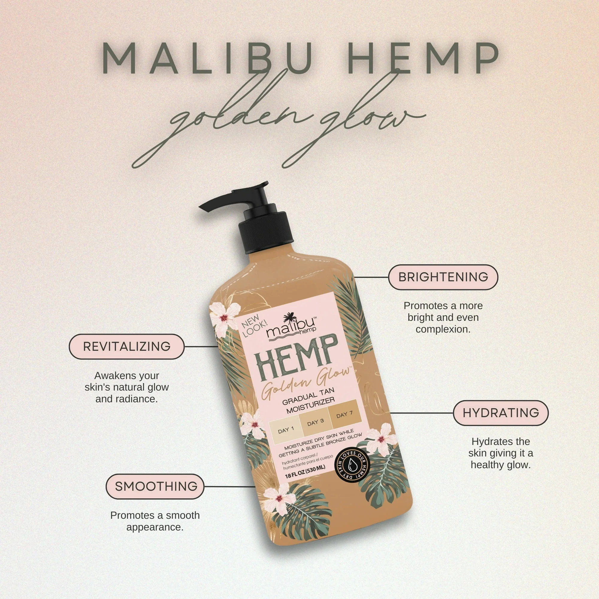 Malibu Hemp Golden Glow Body Moisturizer for Dry Skin - Image 3