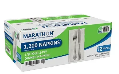 Marathon 2-Ply Dinner Napkin, 17" x 15", White (100/pk., 12 pk.)
