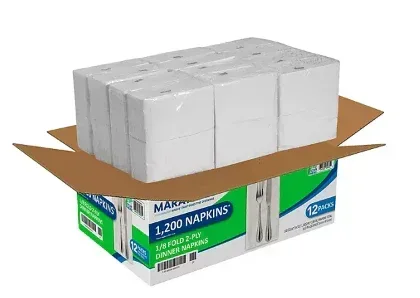 Marathon 2-Ply Dinner Napkin, 17" x 15", White (100/pk., 12 pk.) - Image 2