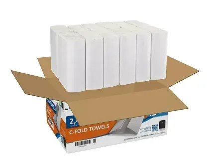 Marathon C-Fold 1-Ply Paper Towels, 10" x 13", White 200 towels/pk., 12 pks. - Image 3