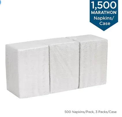 Marathon Embossed Dinner Napkins, 1-Ply, 16" x 16", White (500/pk., 3 pk.) - Image 3