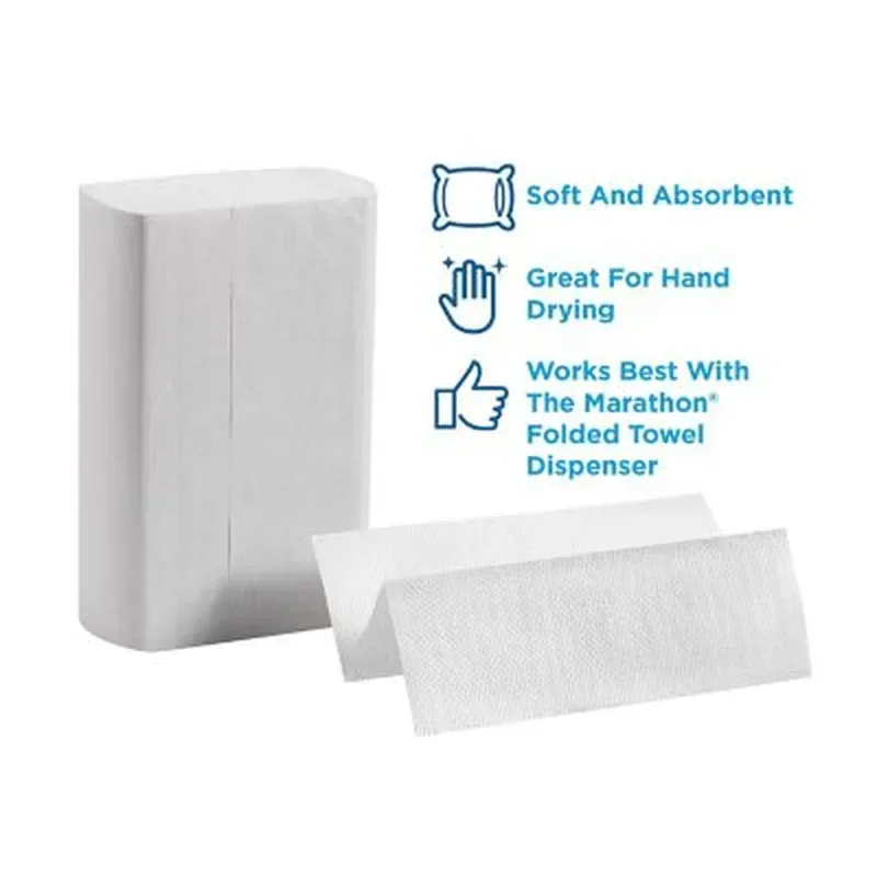 Marathon Multifold 1-Ply Paper Towels, White, 9.2" X 9.4" (250 Towels/Pk., 16 Pks.) - Image 3