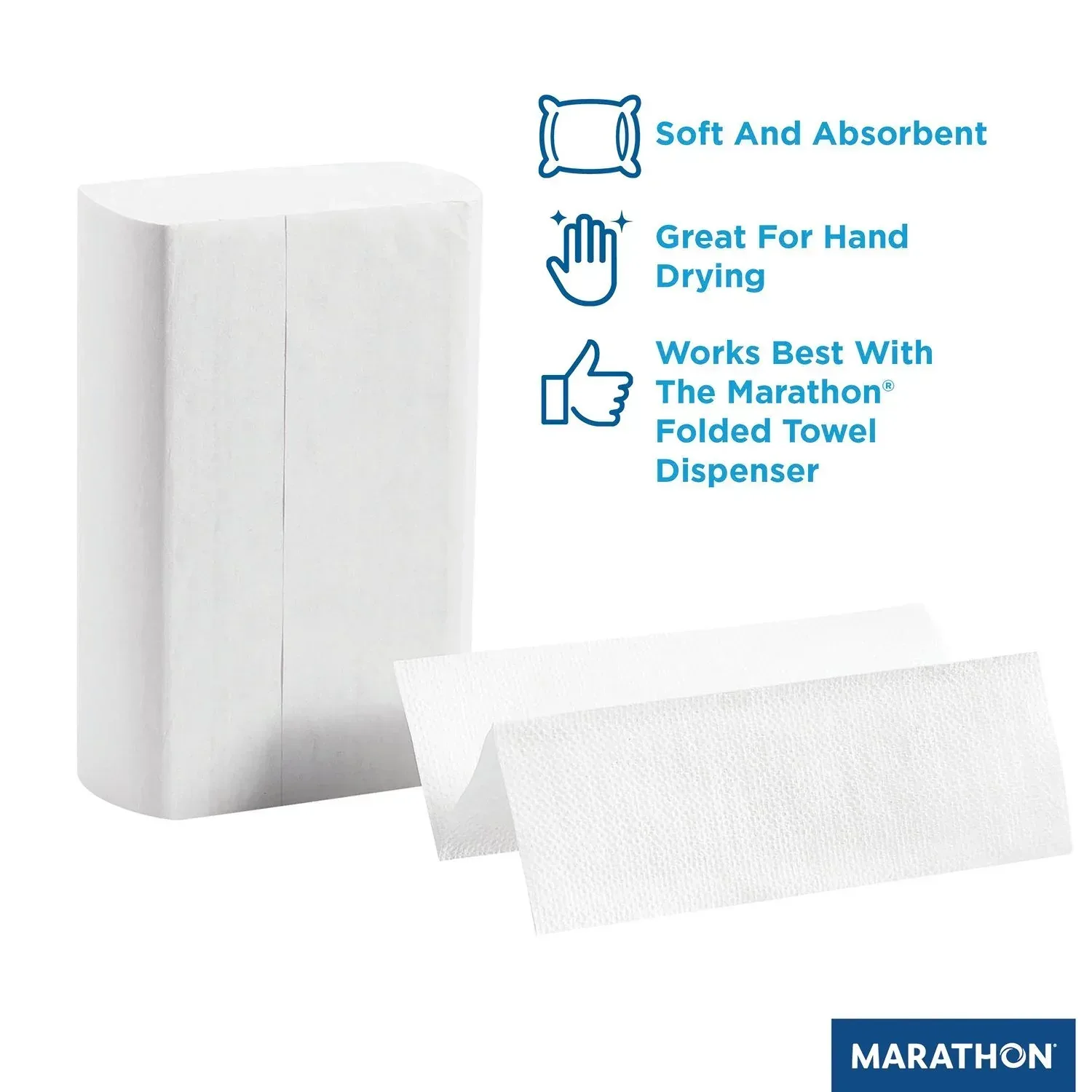 Marathon Multifold 1-Ply White Paper Towels 16 pks., 250 towels/pk - Image 3