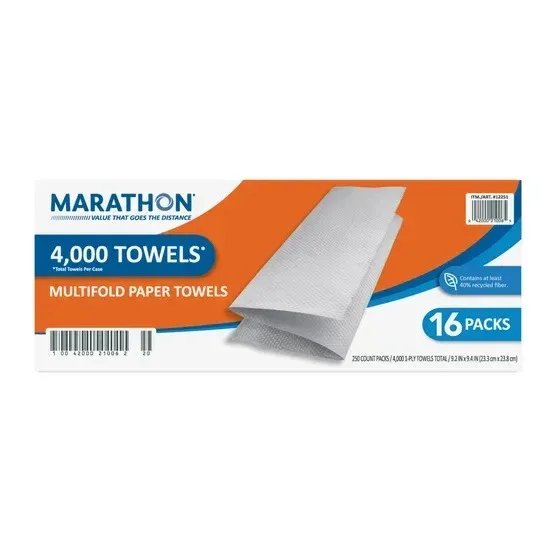 Marathon Paper Towels, Multifold, 1-Ply, 250 Sheets, 16-count - Image 3