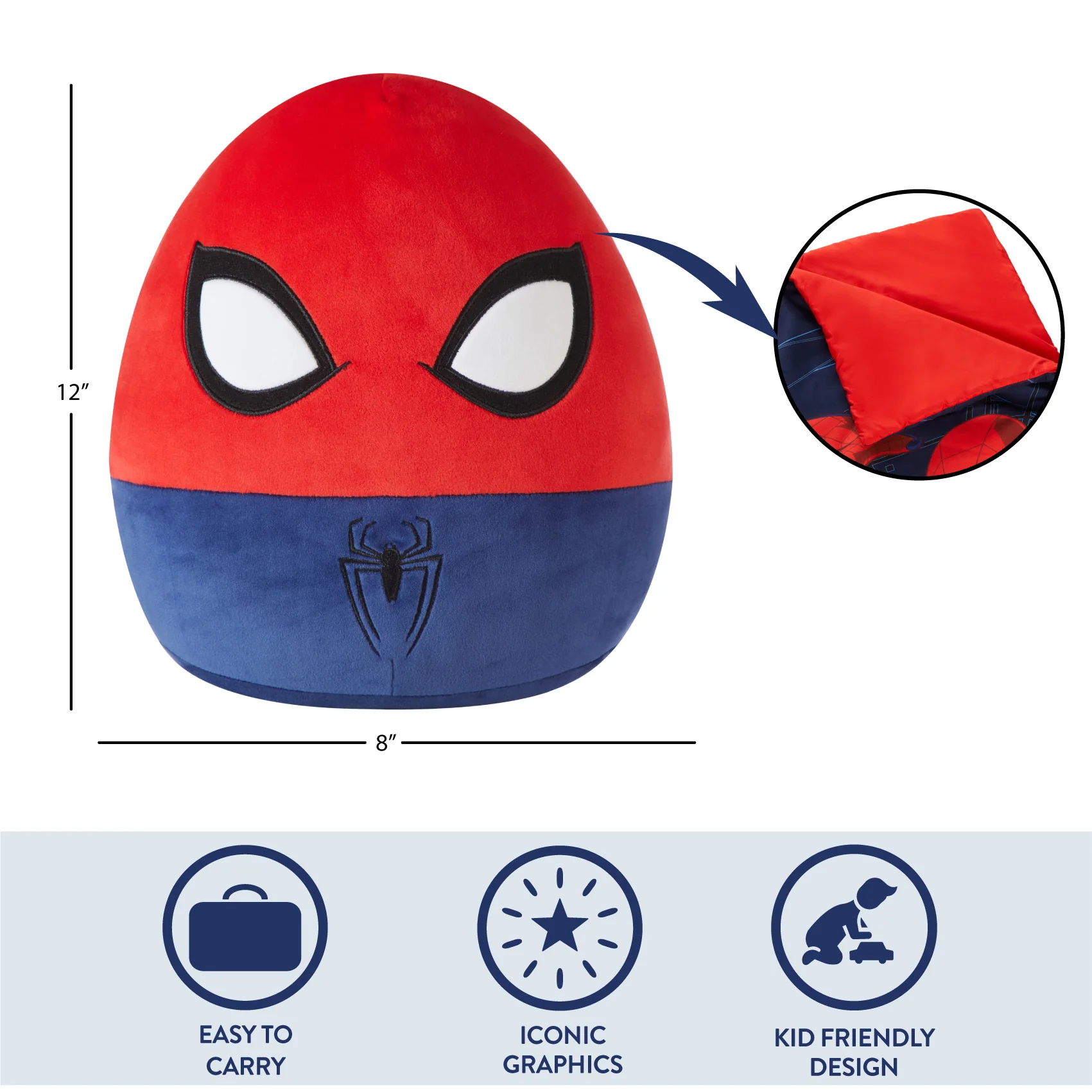 Marvel Spiderman, Kids 2-Piece Slumber Bag and Squishy Pillow - Image 4