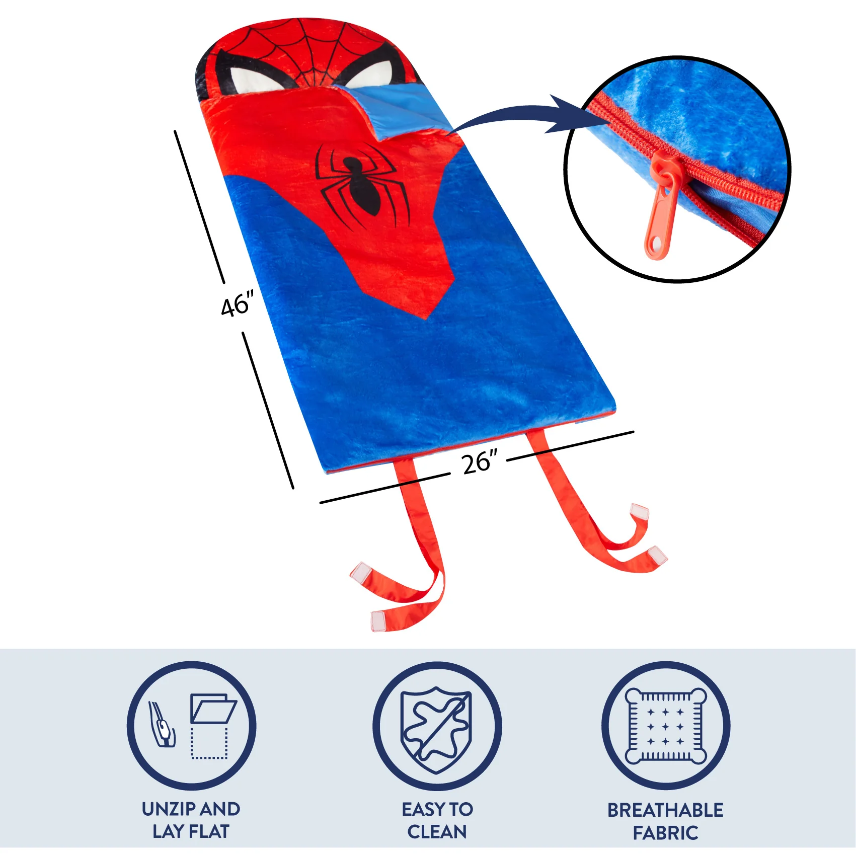 Marvel Spiderman, Kids Faux Fur Figural Slumber Bag - Image 3