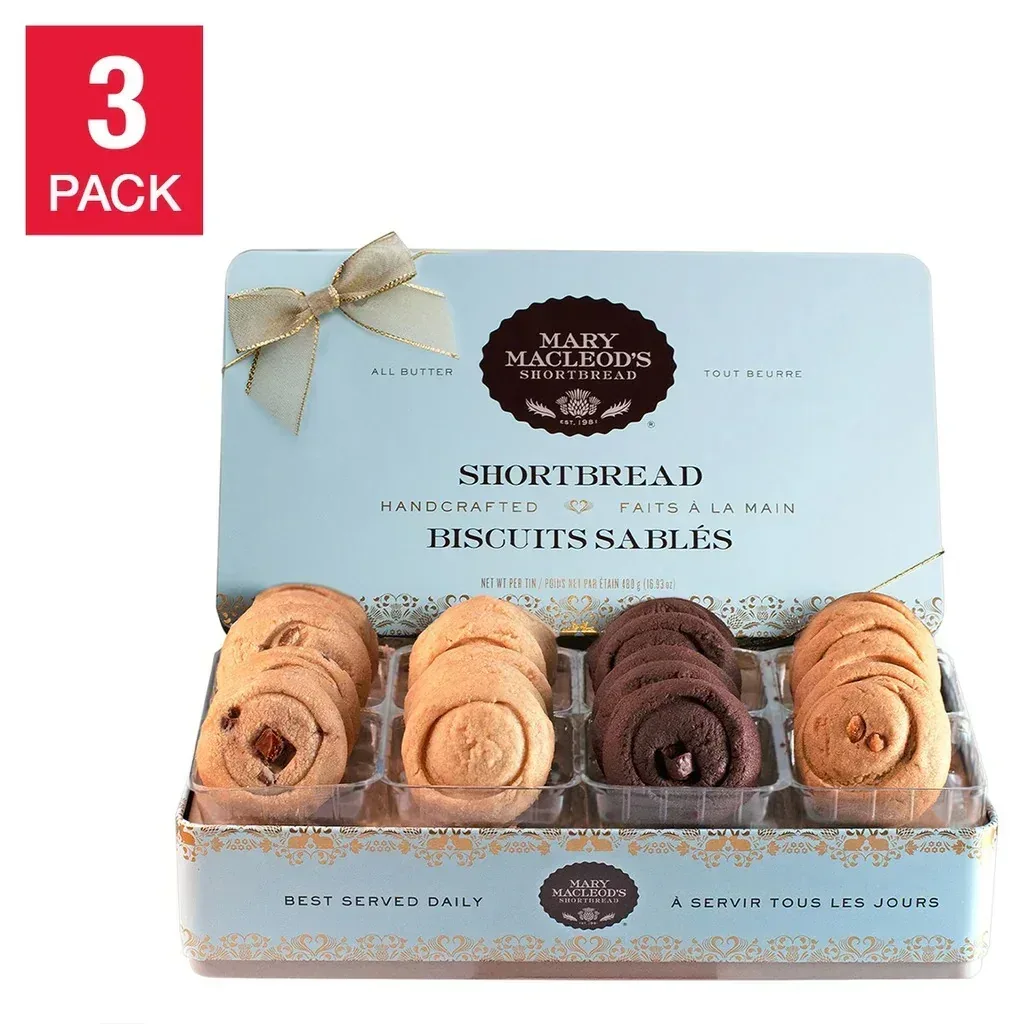 Mary Macleod’s Shortbread, Variety Tin, 3-pack, 24 cookies per tin