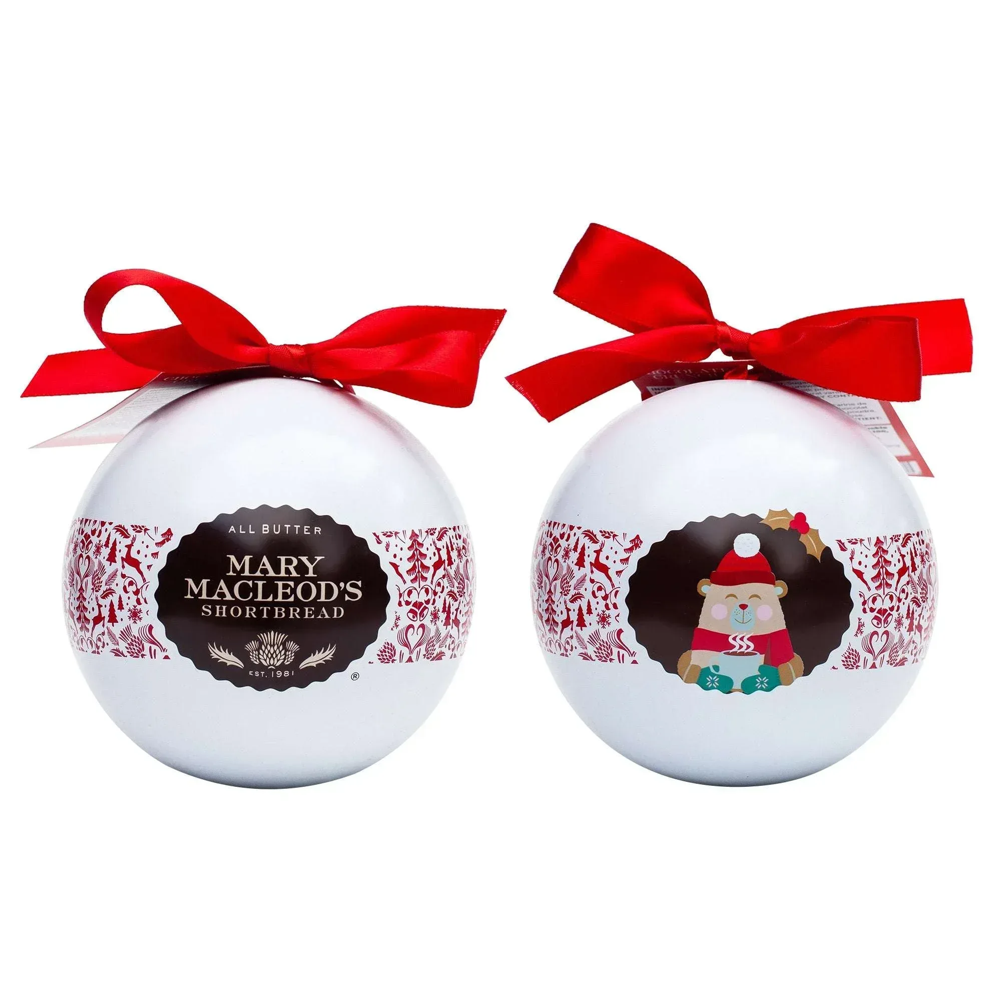 Mary Macleod's Holiday Ornament Tin of Chocolate Crunch Shortbread Cookies, 12 Oranament Tins, 72 Cookies Total - Image 3
