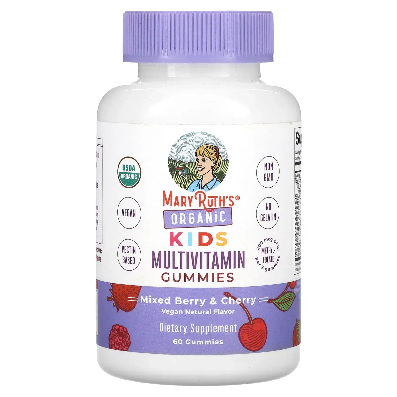 MaryRuth's, Organic Kids Multivitamin Gummies, Mixed Berry & Cherry, 60 Gummies