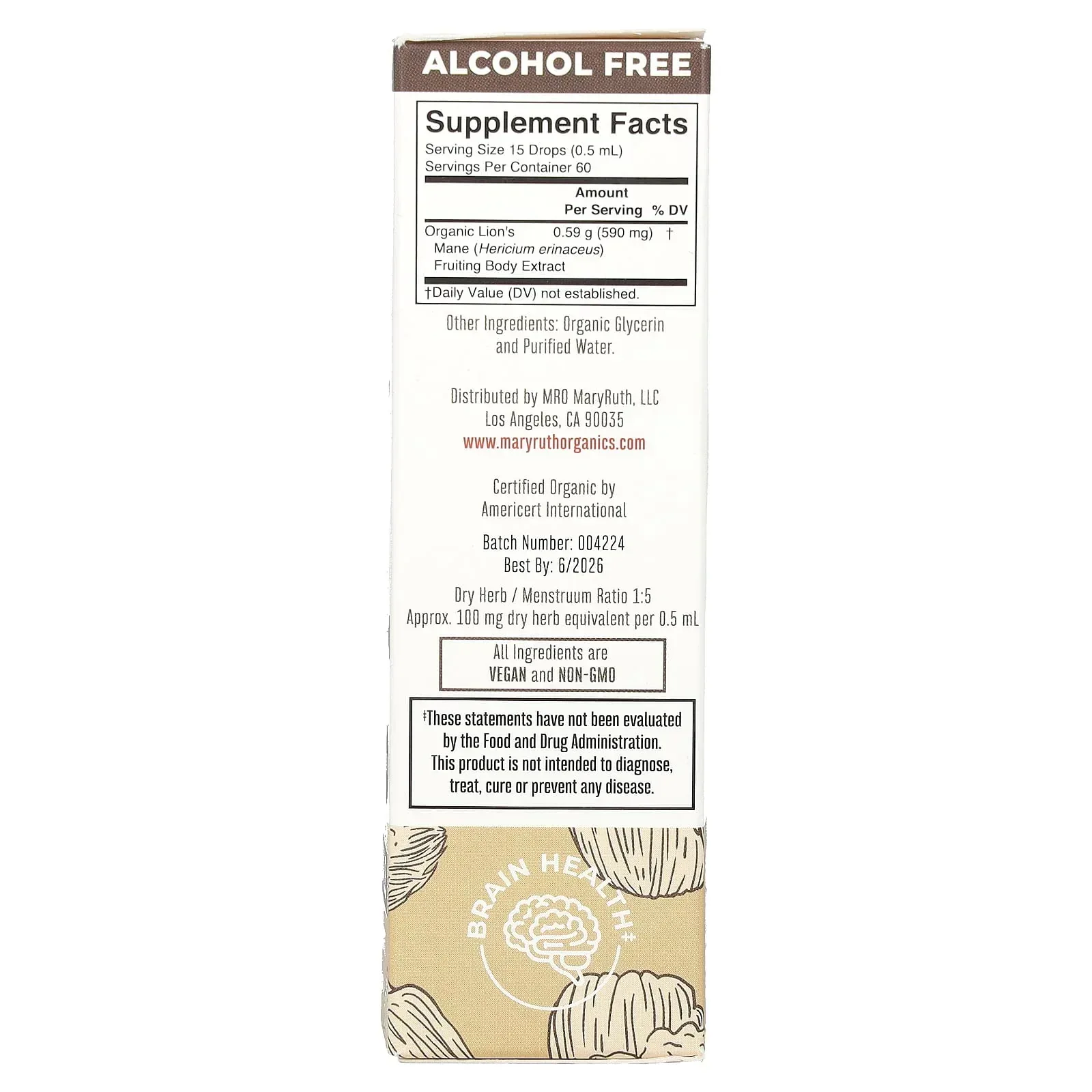 MaryRuth's, Organic Lion's Mane Mushroom Liquid Extract, Alcohol Free, 1 fl oz (30 ml) - Image 2