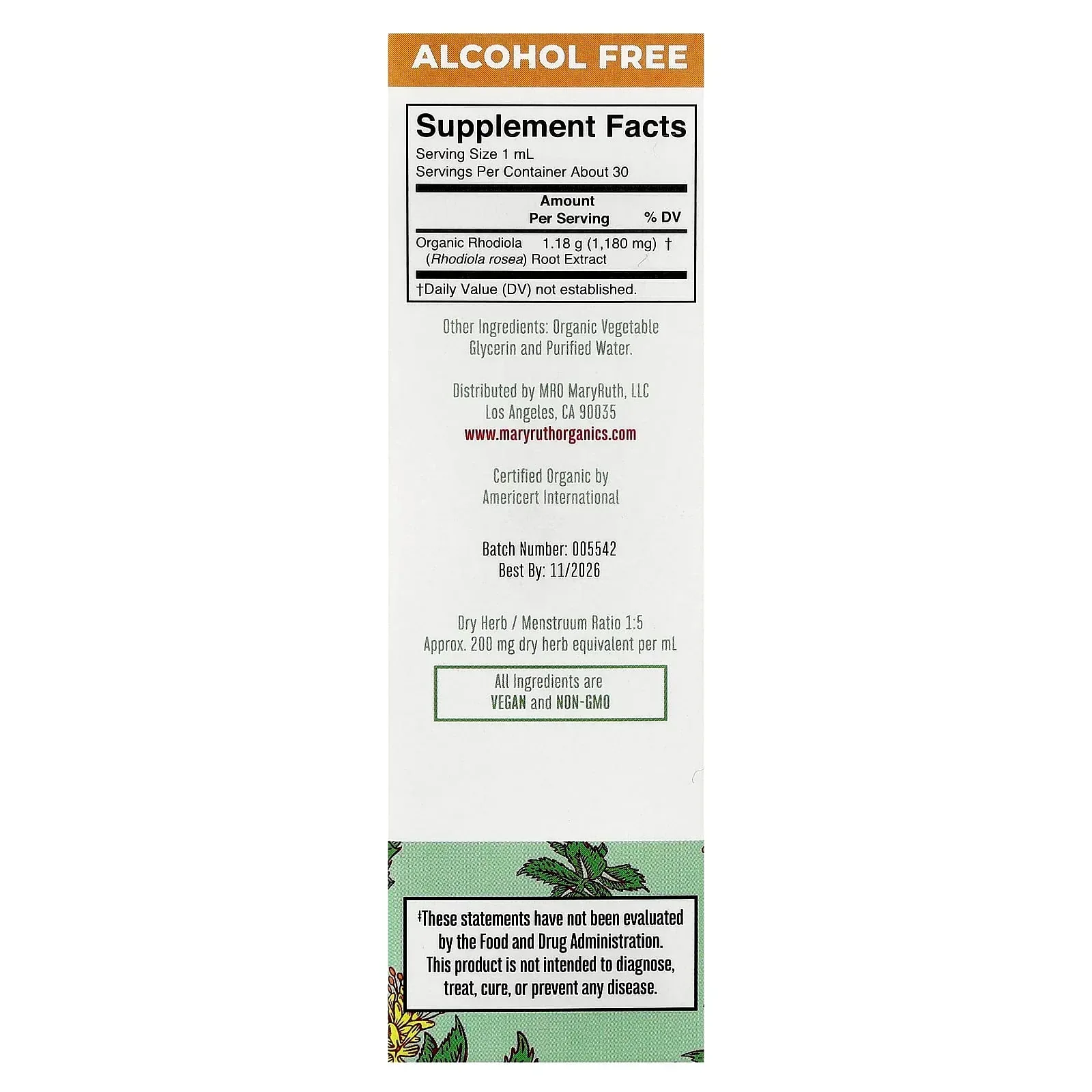 MaryRuth's, Organic Rhodiola Liquid Extract, 1 fl oz (30 ml) - Image 2