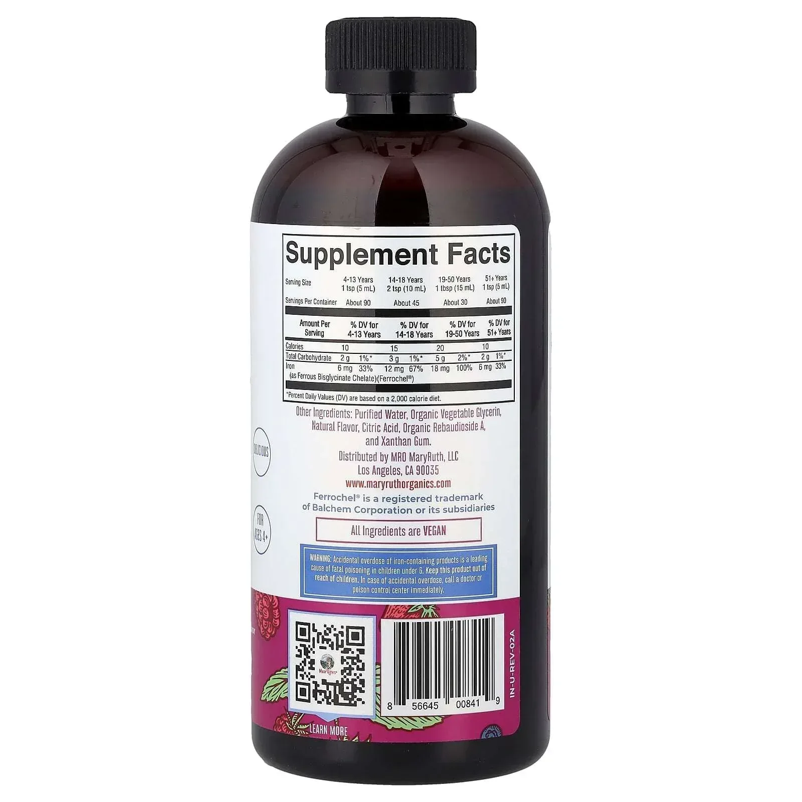MaryRuth's, Vegan Liquid Iron, For Ages 4+, Berry, 15.22 fl oz (450 ml) - Image 2
