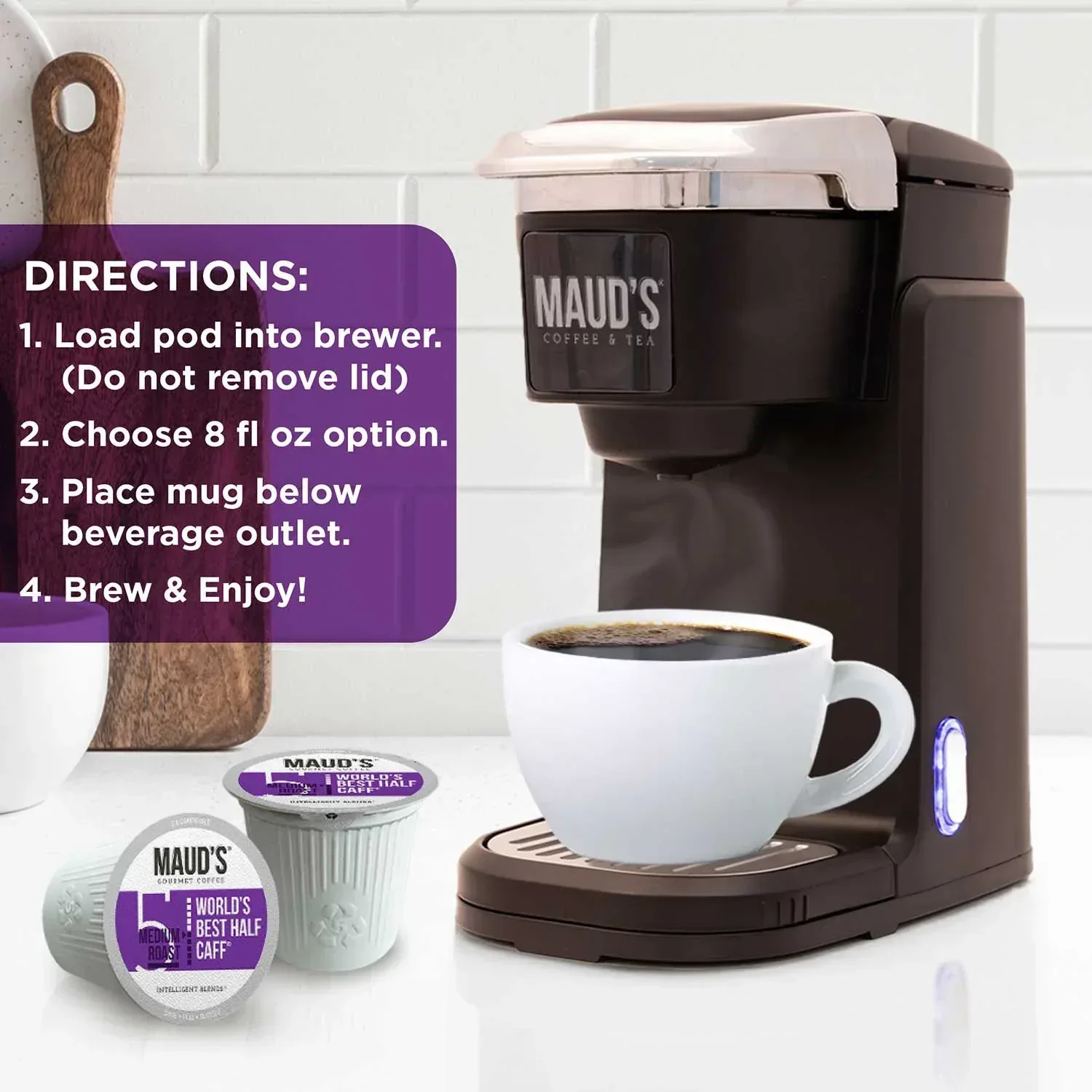Maud's Half Caff Medium Roast Coffee Pods, 72 ct. - Image 5